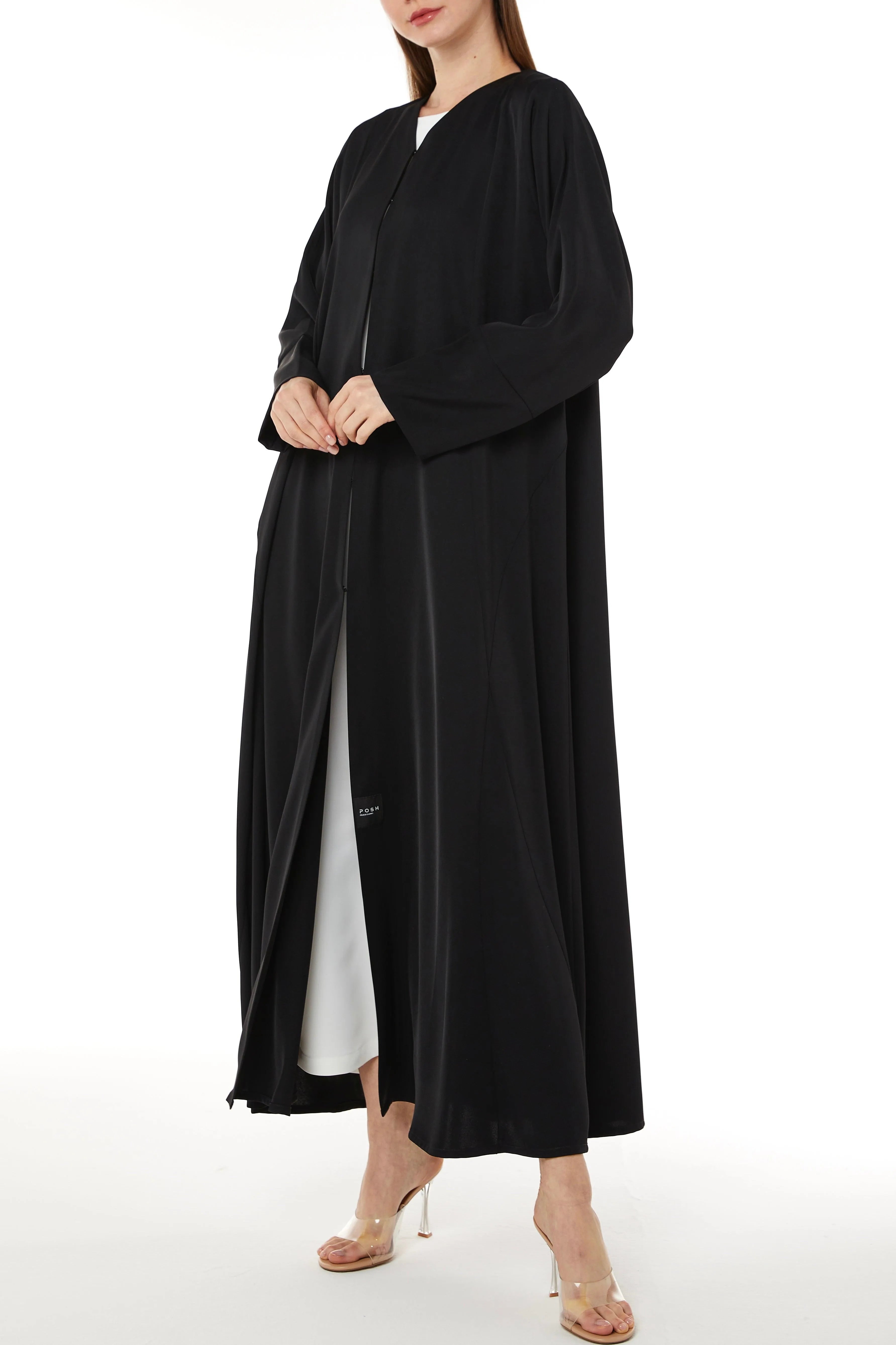Light Crepe Minimal Black Abaya - Posh Abaya