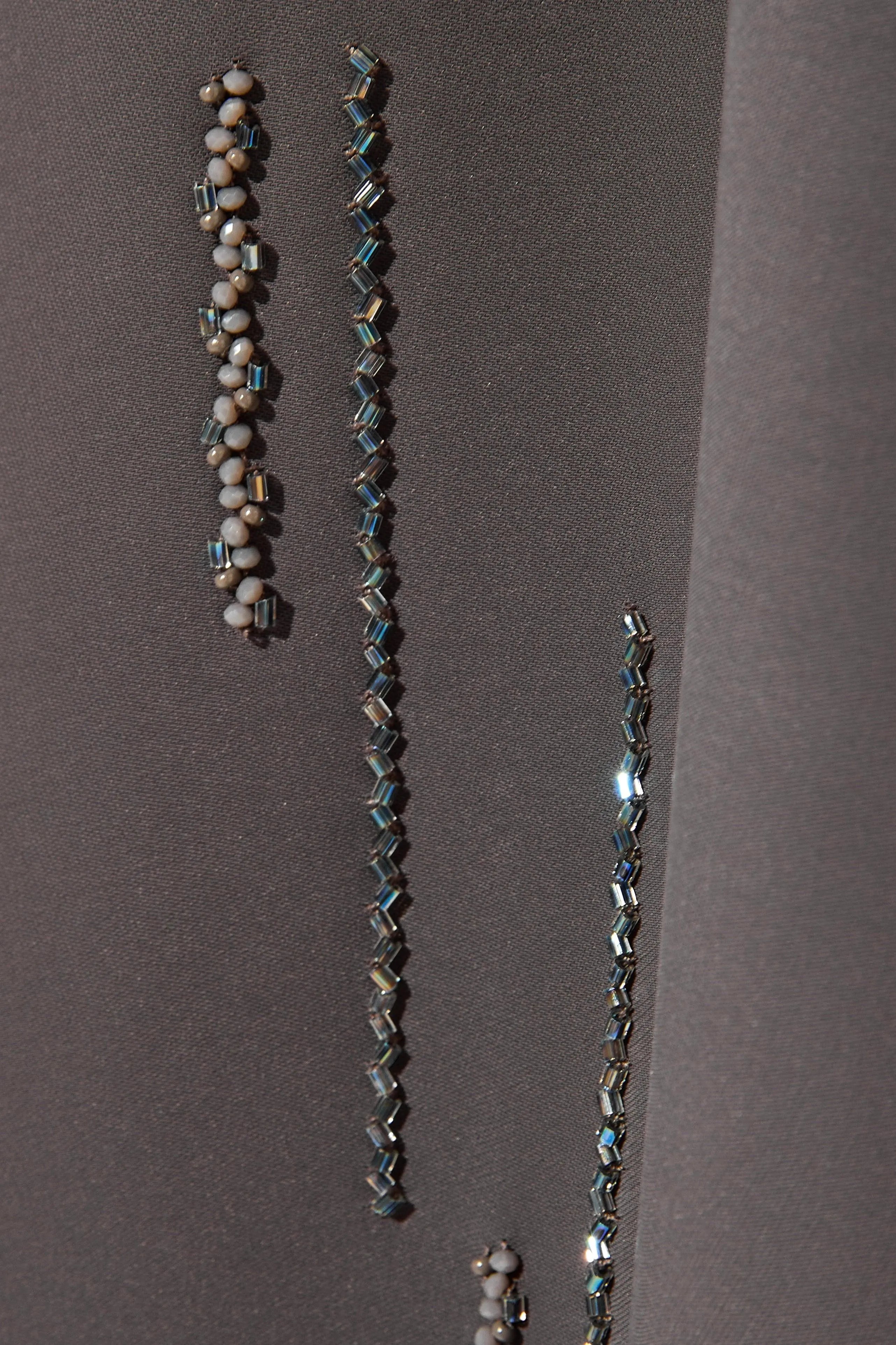 Light Brown Rose Crepe Abaya with Front Linear Beadwork - Posh Abaya