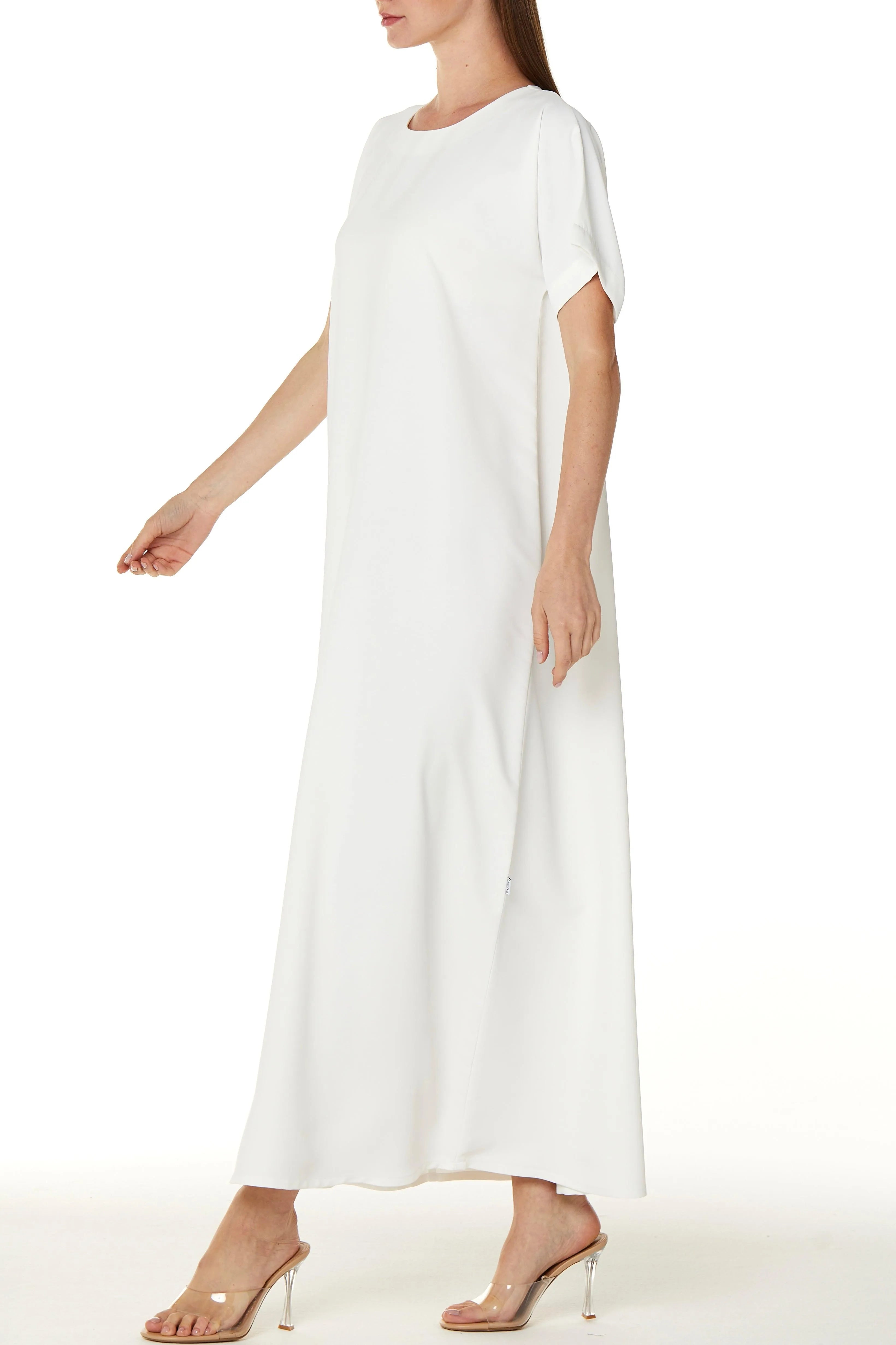 Rose Crepe Off White Abaya Underdress - Posh Abaya