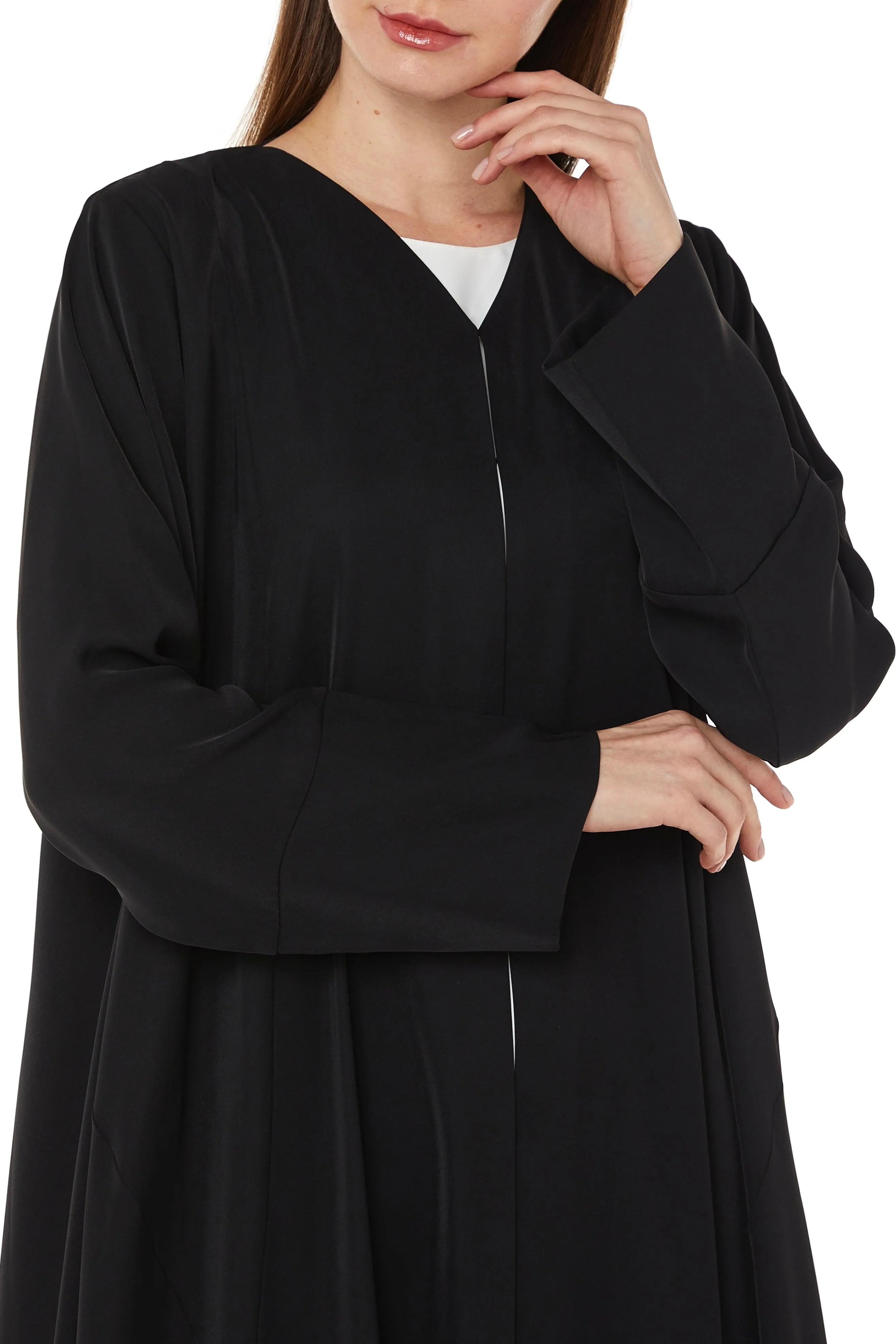 Light Crepe Minimal Black Abaya - Posh Abaya