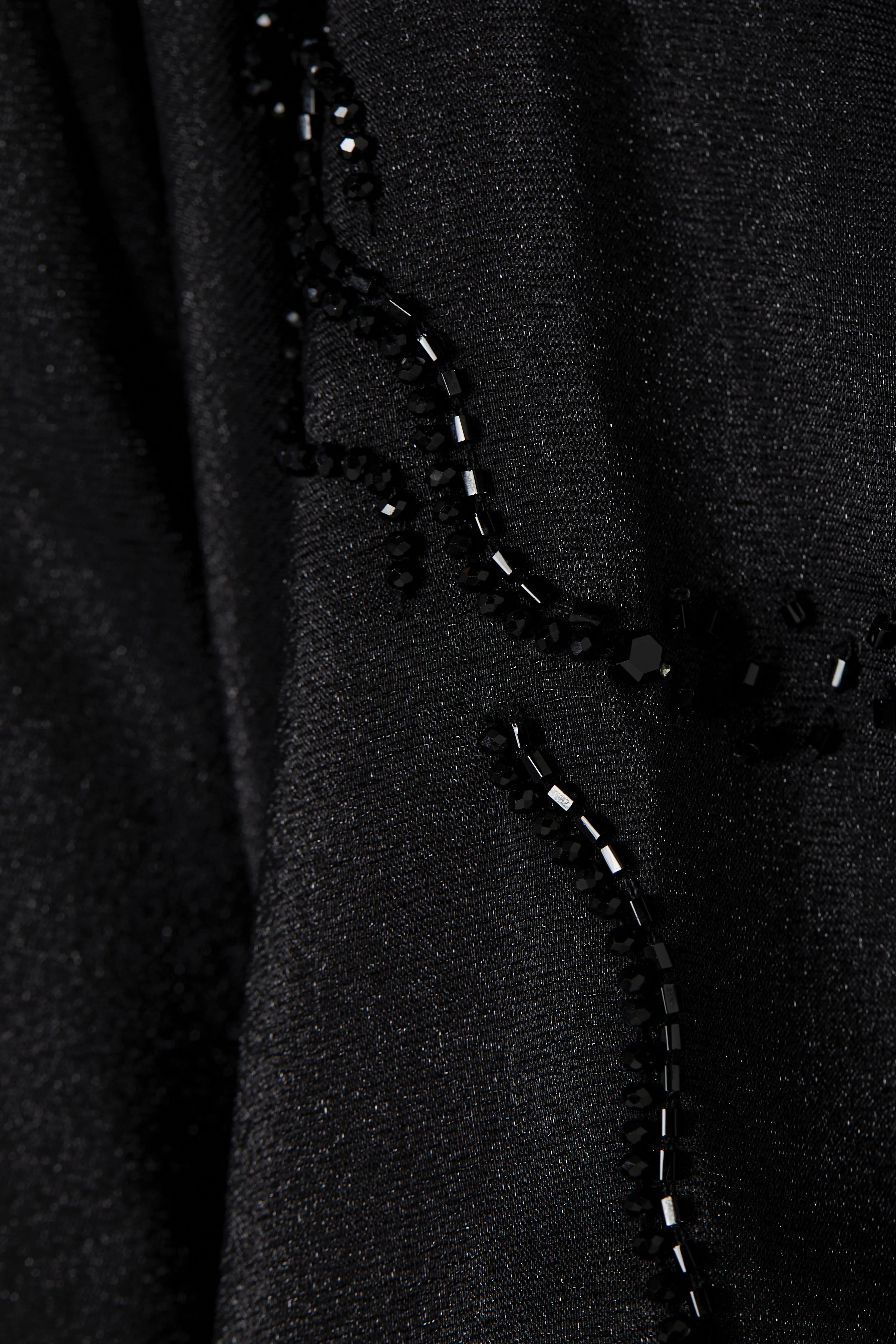 Beaded Elegance Flare Black Abaya - Posh Abaya