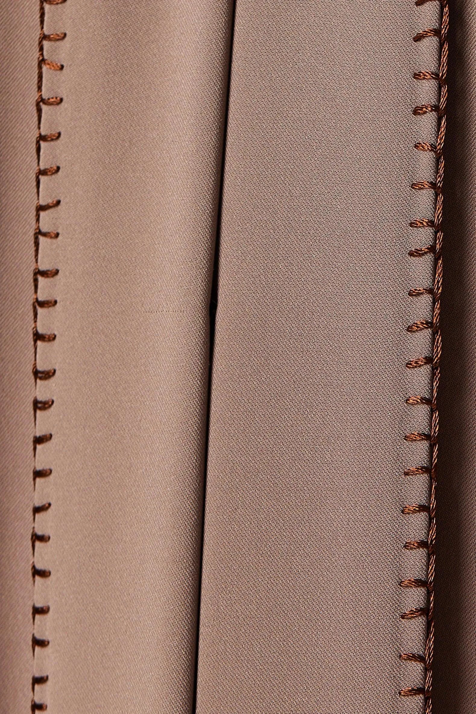 Brown Nova Crepe Abaya with Front Stitch Collar - Posh Abaya