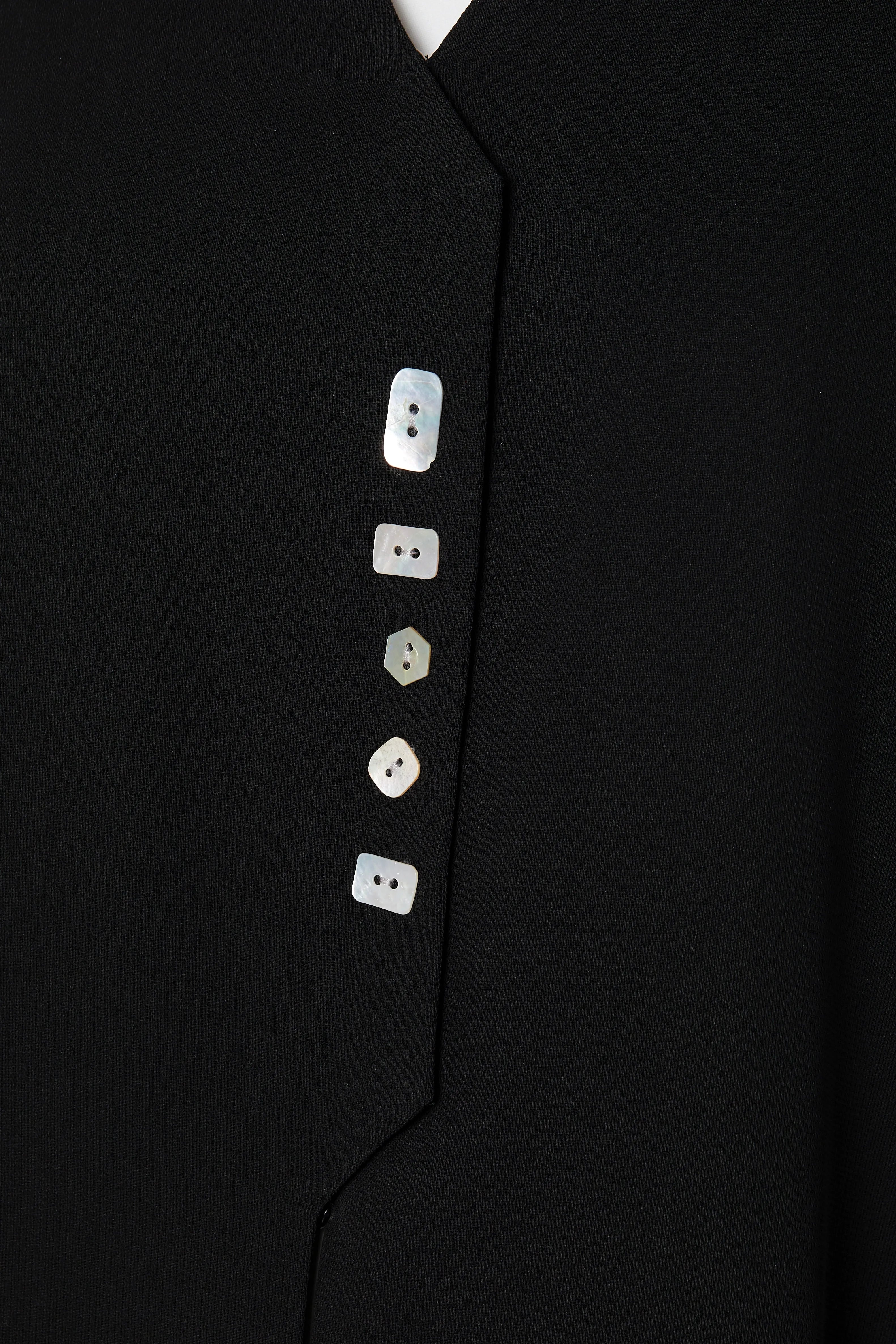 Shell buttons in Overlap Black Abaya - Posh Abaya