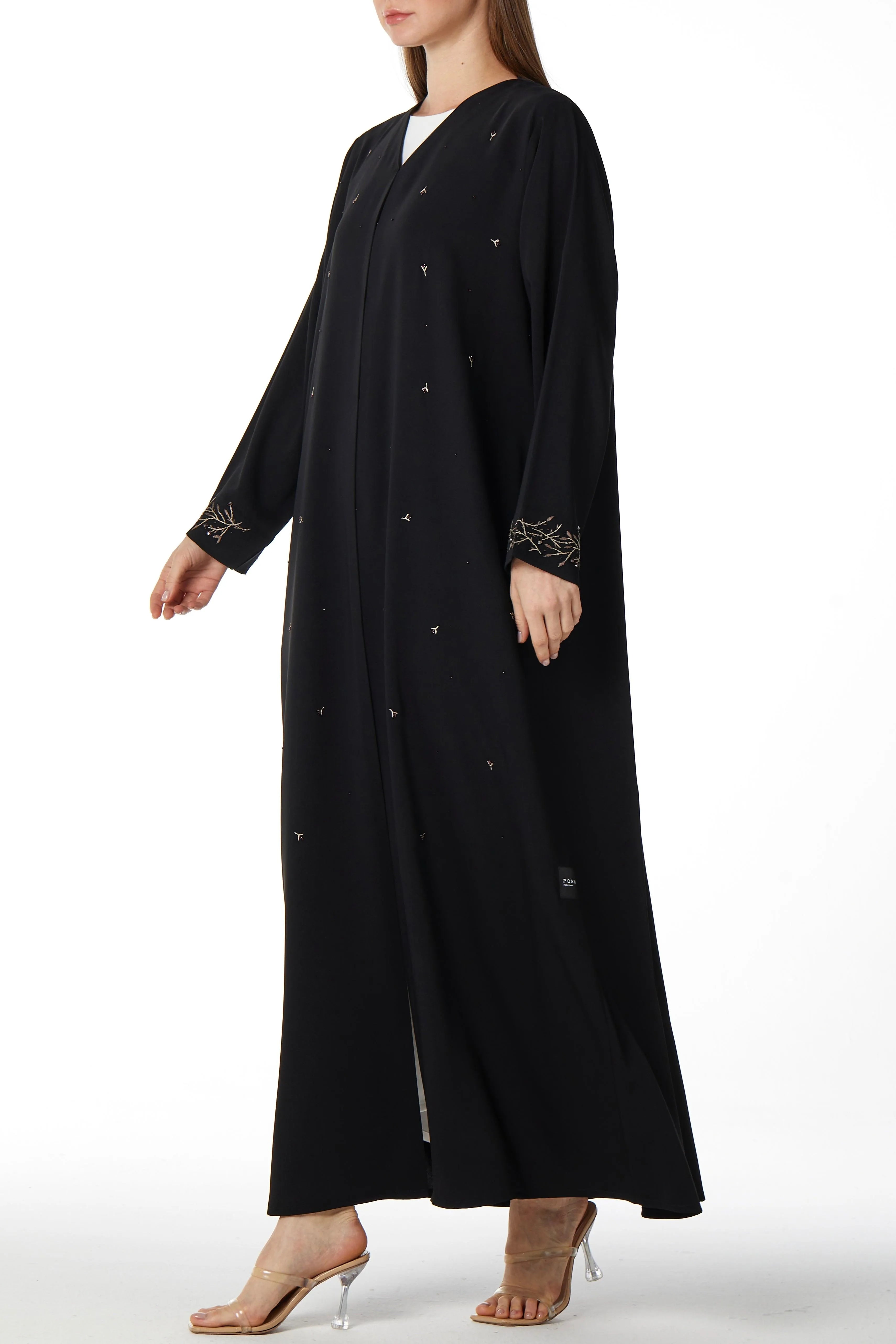Sleeve Embellished Black Abaya - Posh Abaya