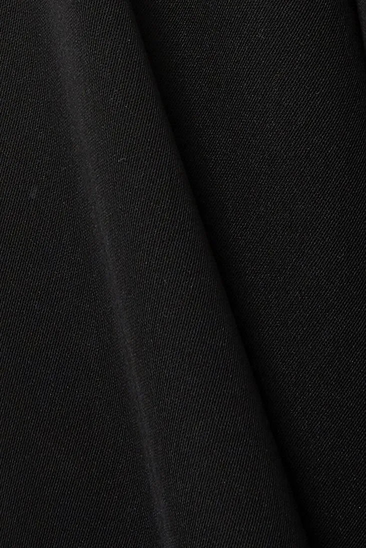 Black Tokyo Crepe Abaya with Collar and Beadwork on Sleeves - Posh Abaya