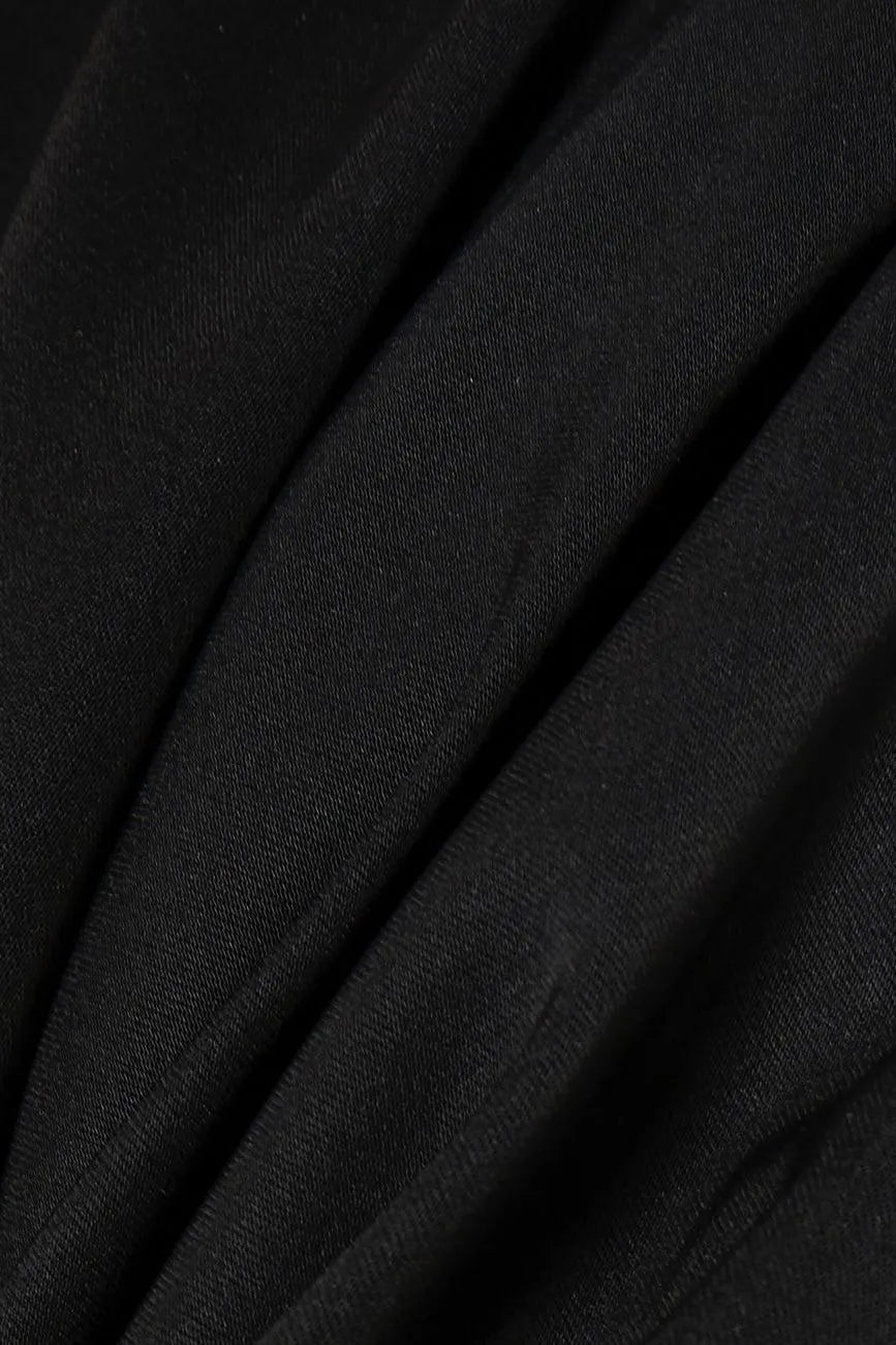 Black Mario Crepe Abaya with Front Overlap and Buttons - Posh Abaya