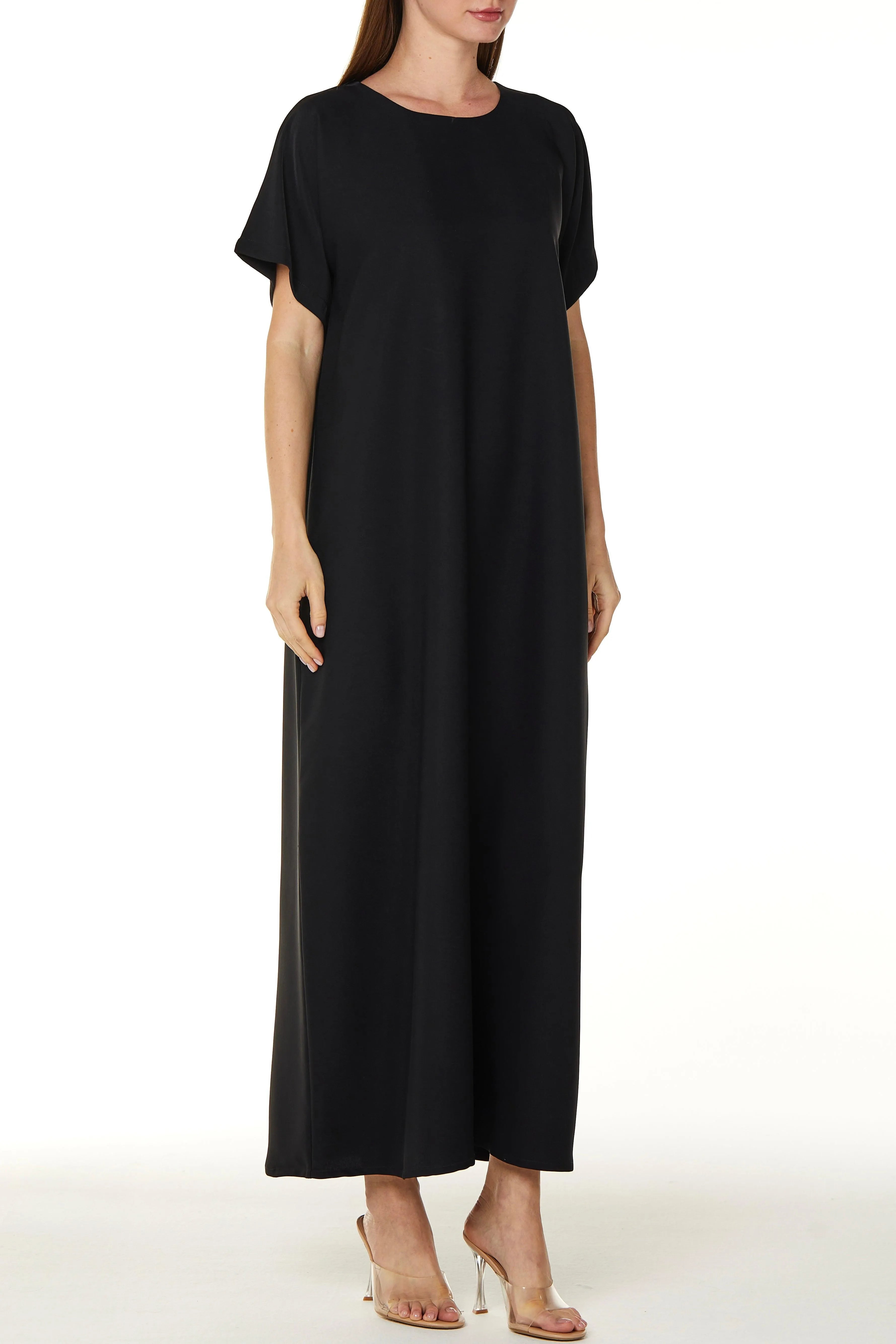 Rose Crepe Black Abaya Underdress - Posh Abaya