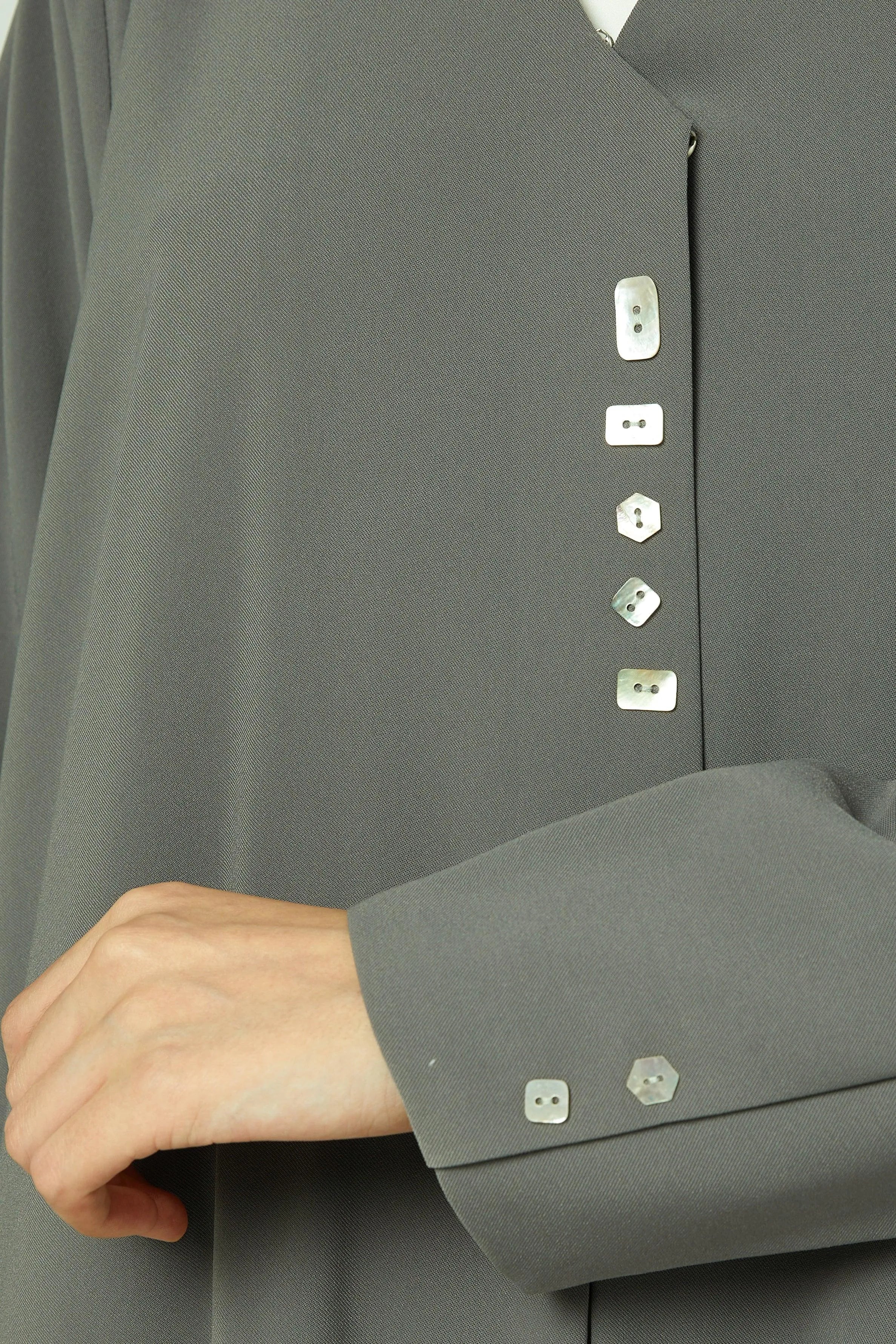 Grey Nova Crepe Abaya with Overlap - Posh Abaya