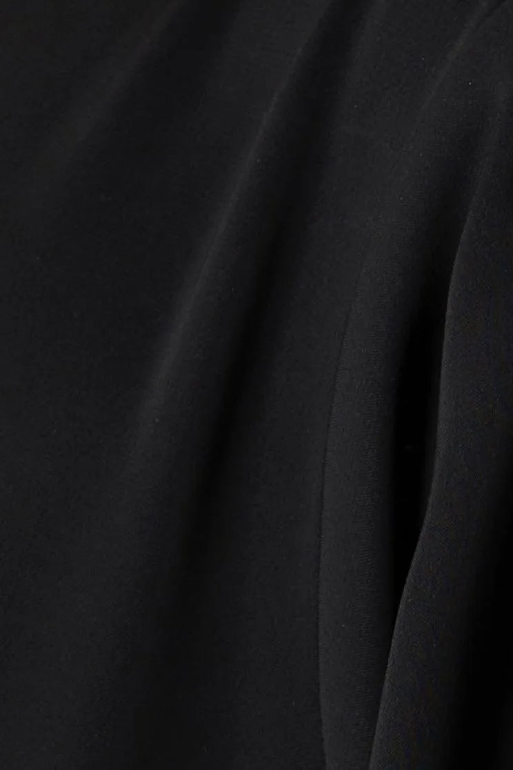 Black Royal Nada Abaya with Curvy Cuts and Floral Beadwork Detail - Posh Abaya