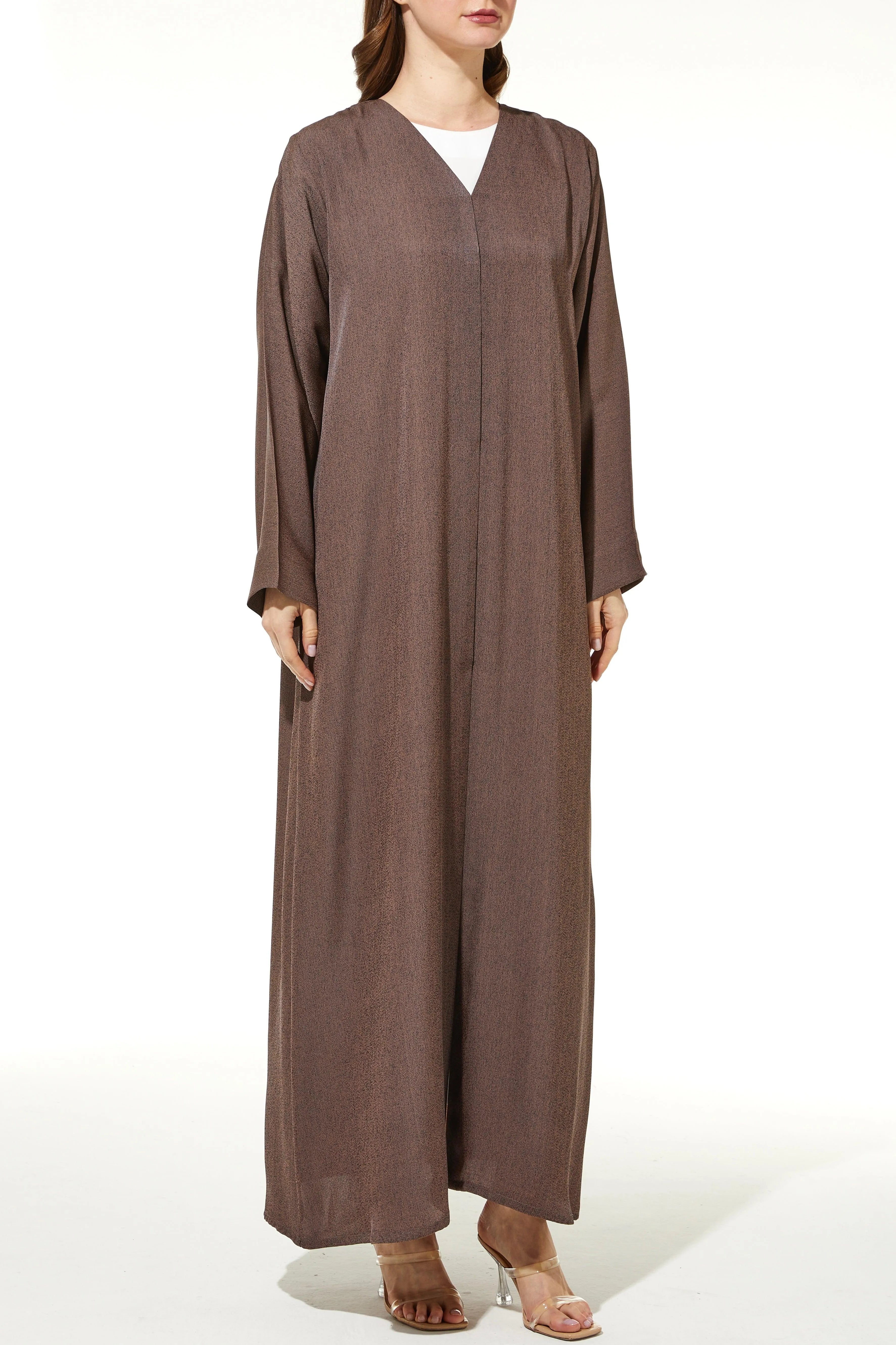 Brown Barfi Crepe Abaya with Dual Tone - Posh Abaya