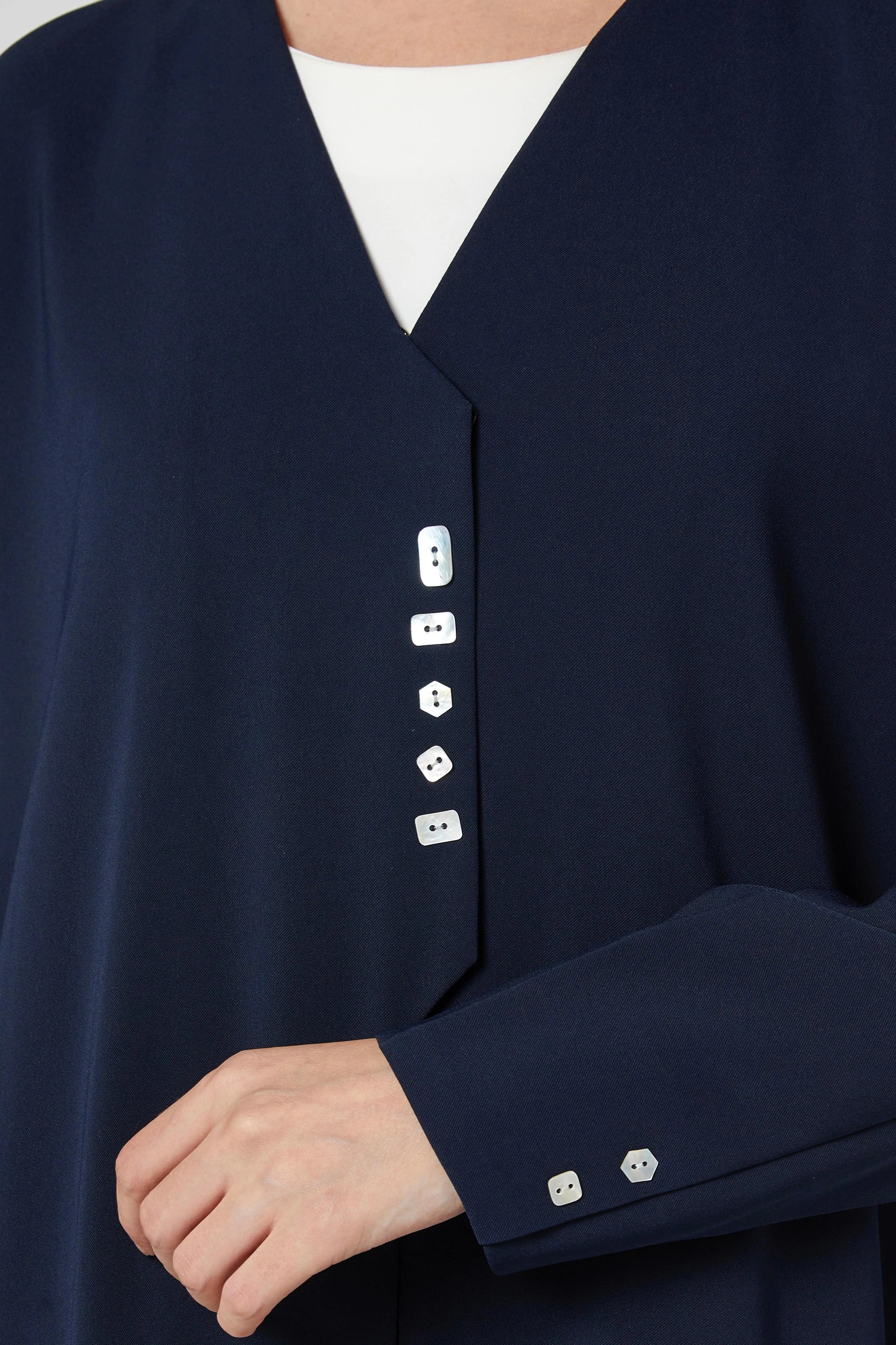 Blue Nova Crepe Abaya with Overlap - Posh Abaya