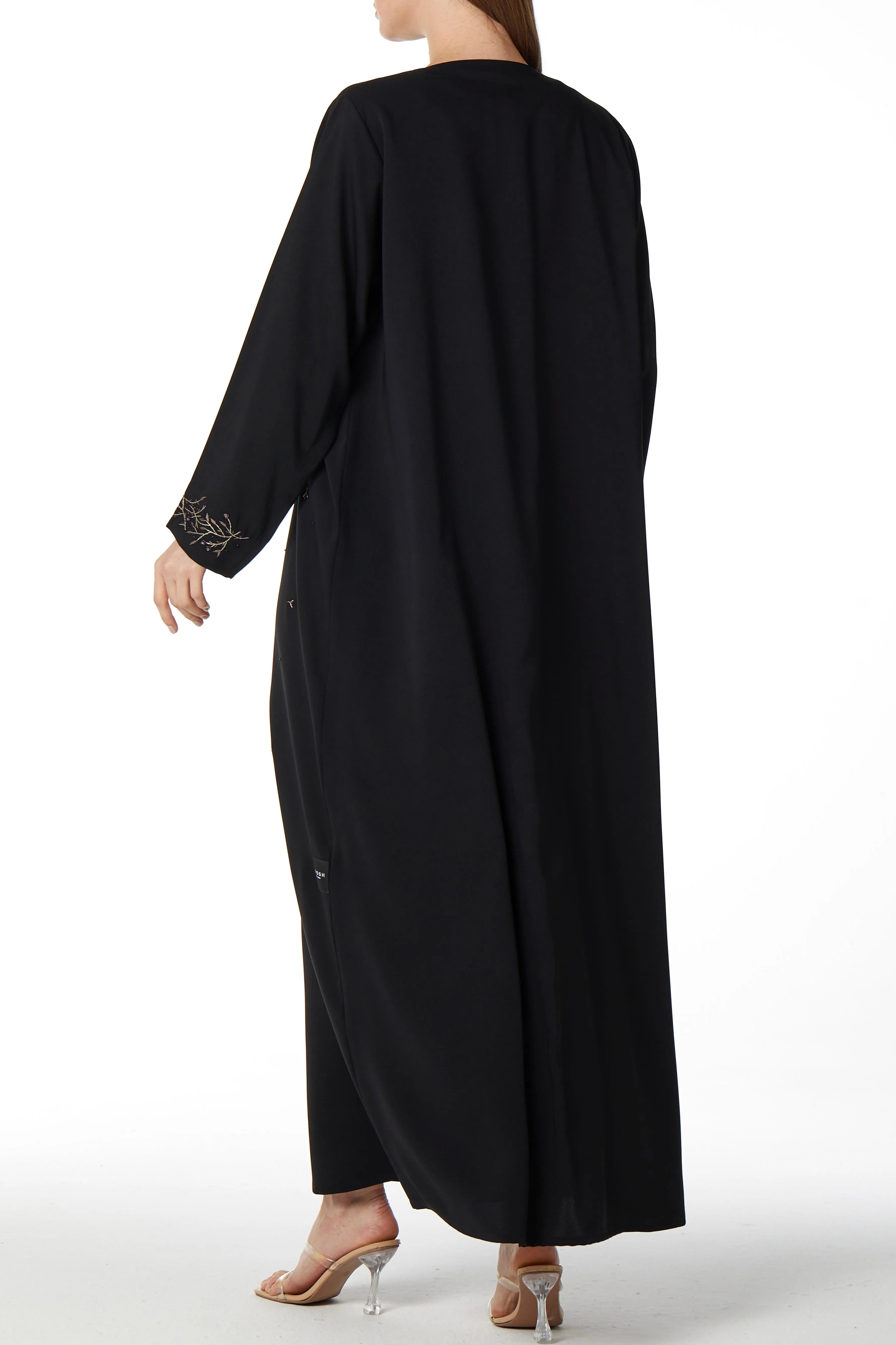 Sleeve Embellished Black Abaya - Posh Abaya