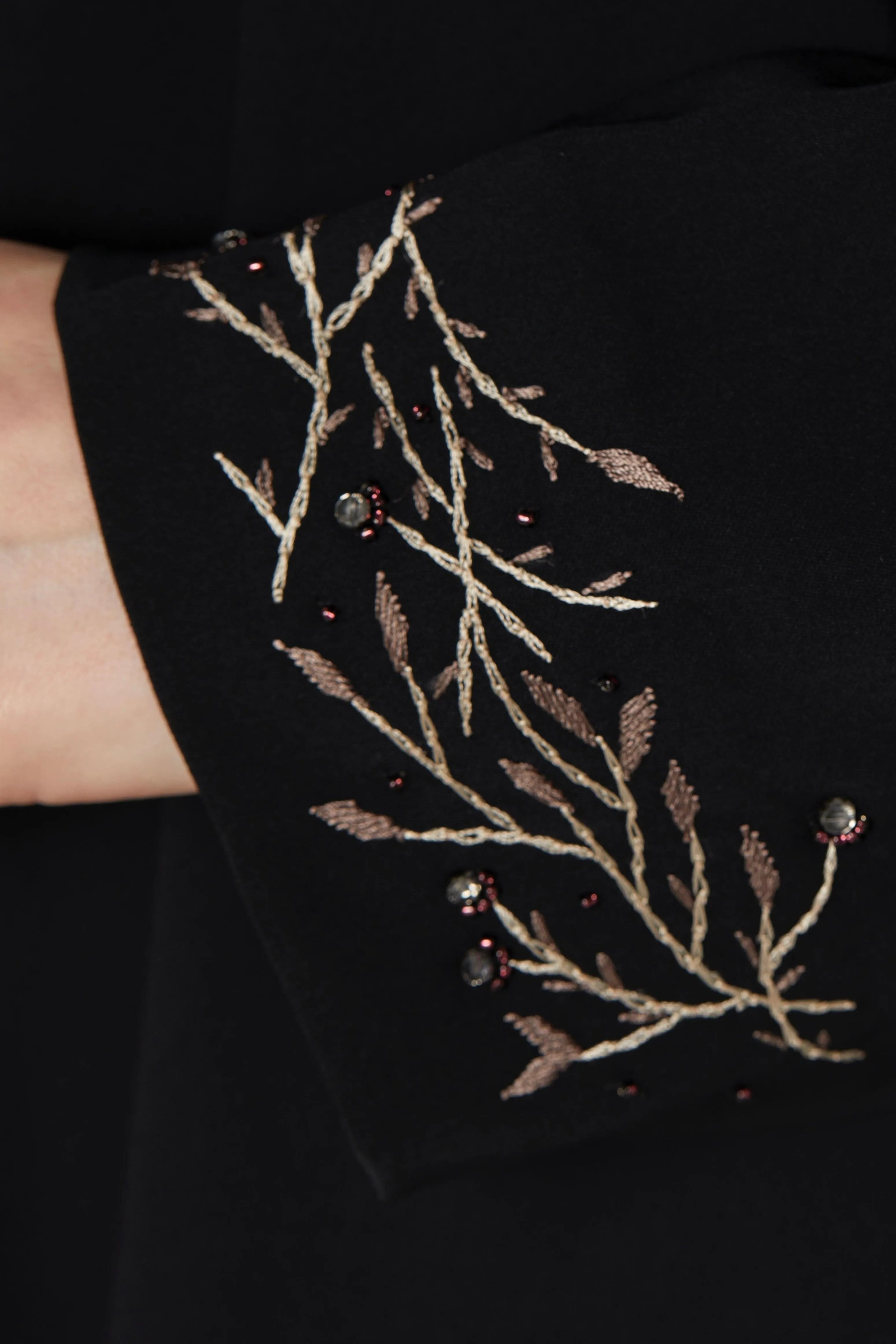 Sleeve Embellished Black Abaya - Posh Abaya