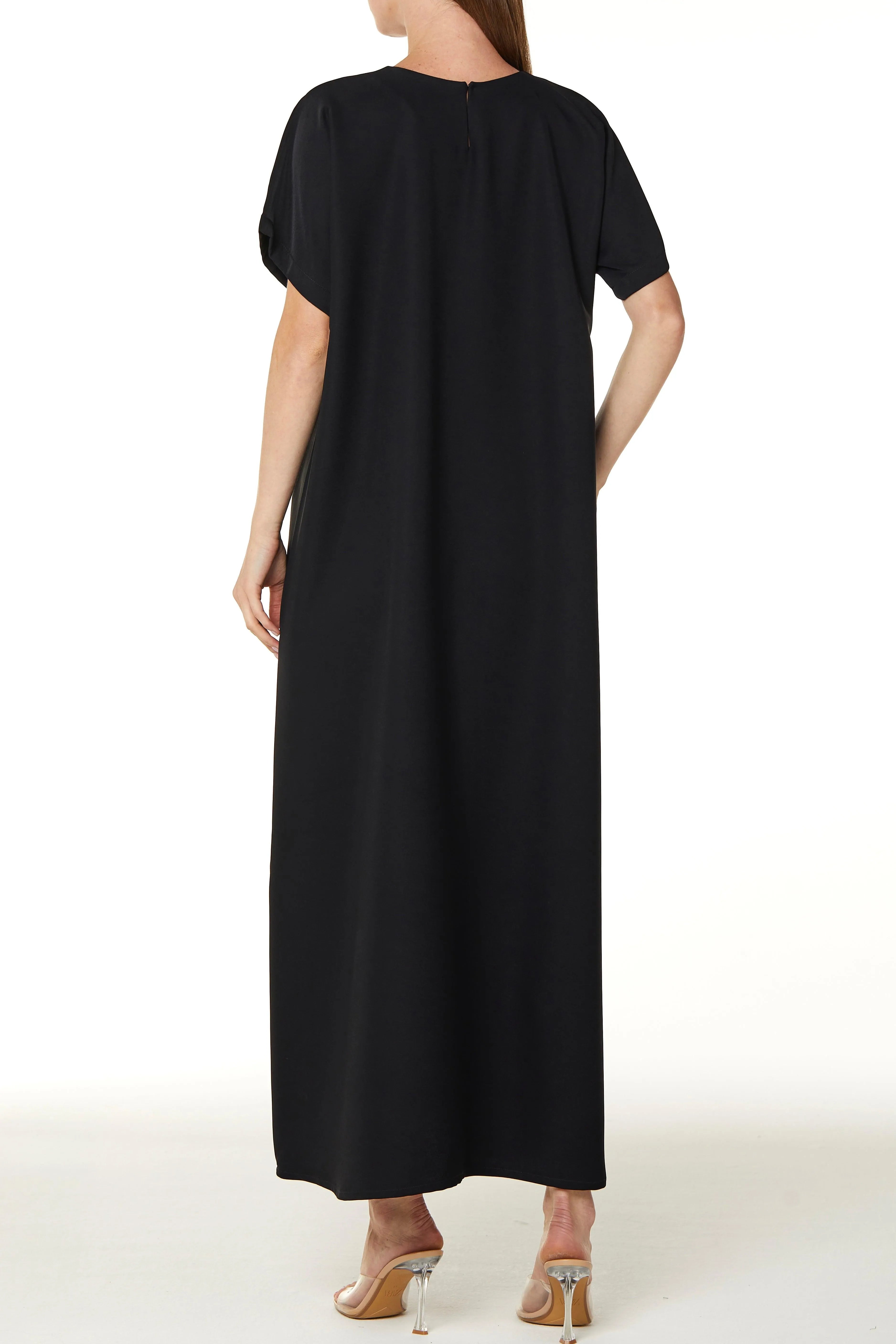 Rose Crepe Black Abaya Underdress - Posh Abaya