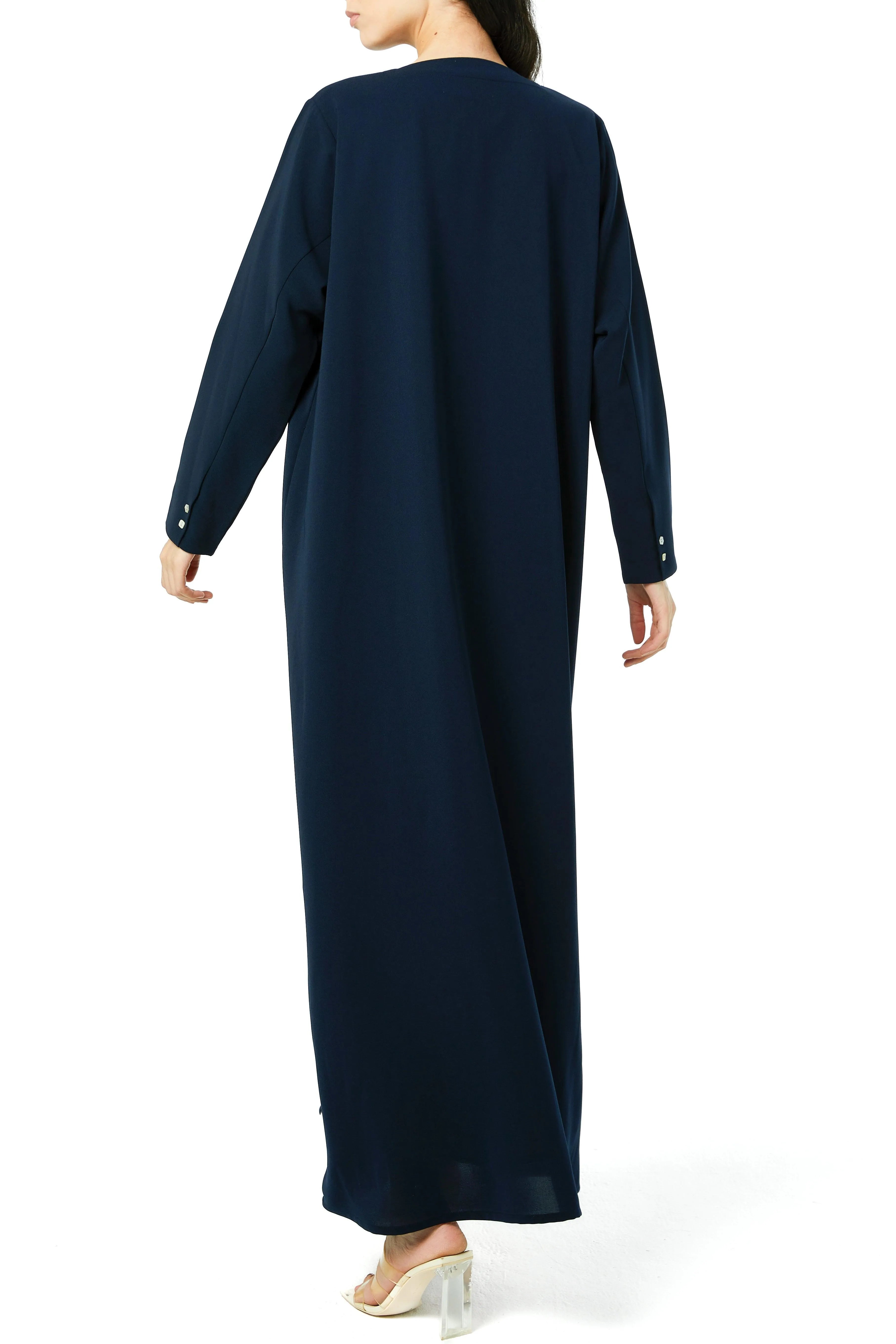 Blue Nova Crepe Abaya with Overlap - Posh Abaya
