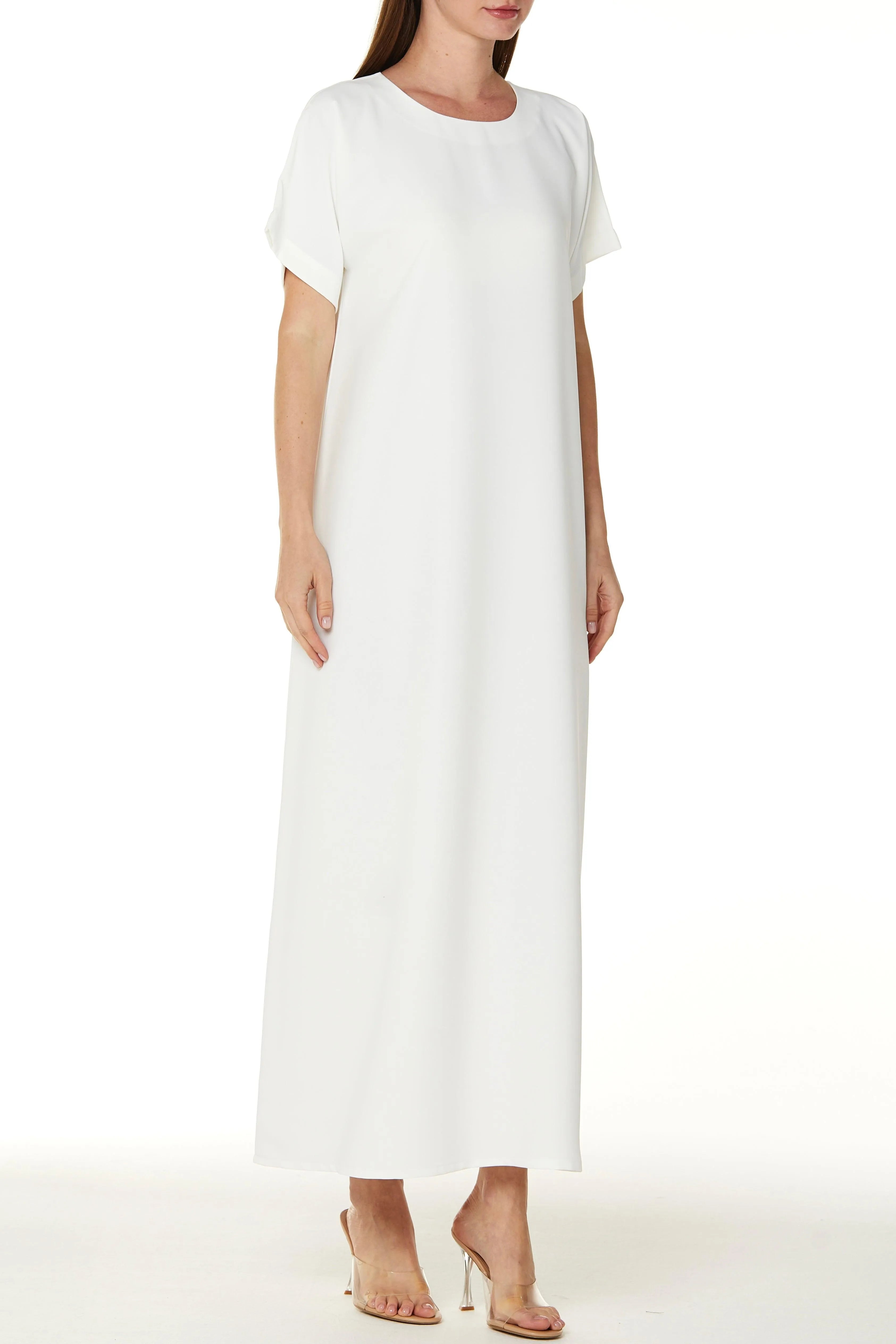 Rose Crepe Off White Abaya Underdress - Posh Abaya