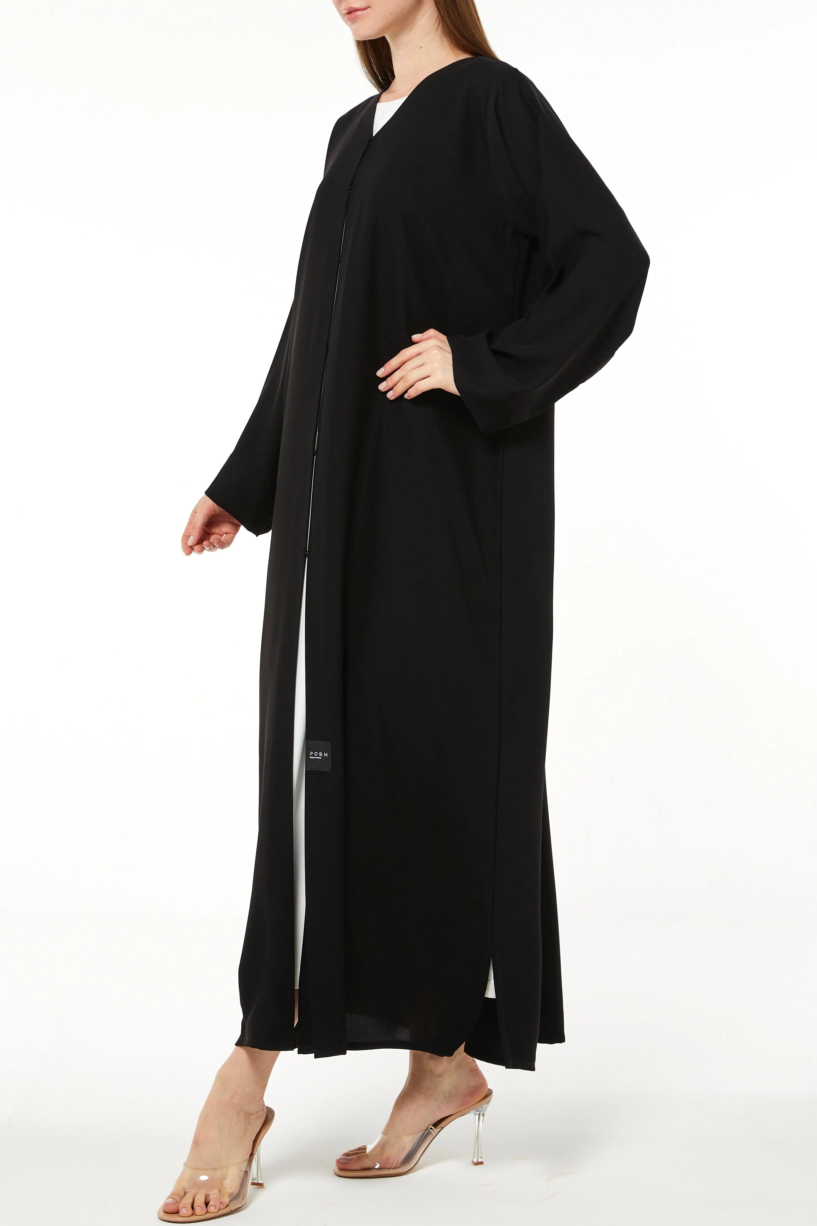 Plain Black Aria Crepe Abaya - Posh Abaya