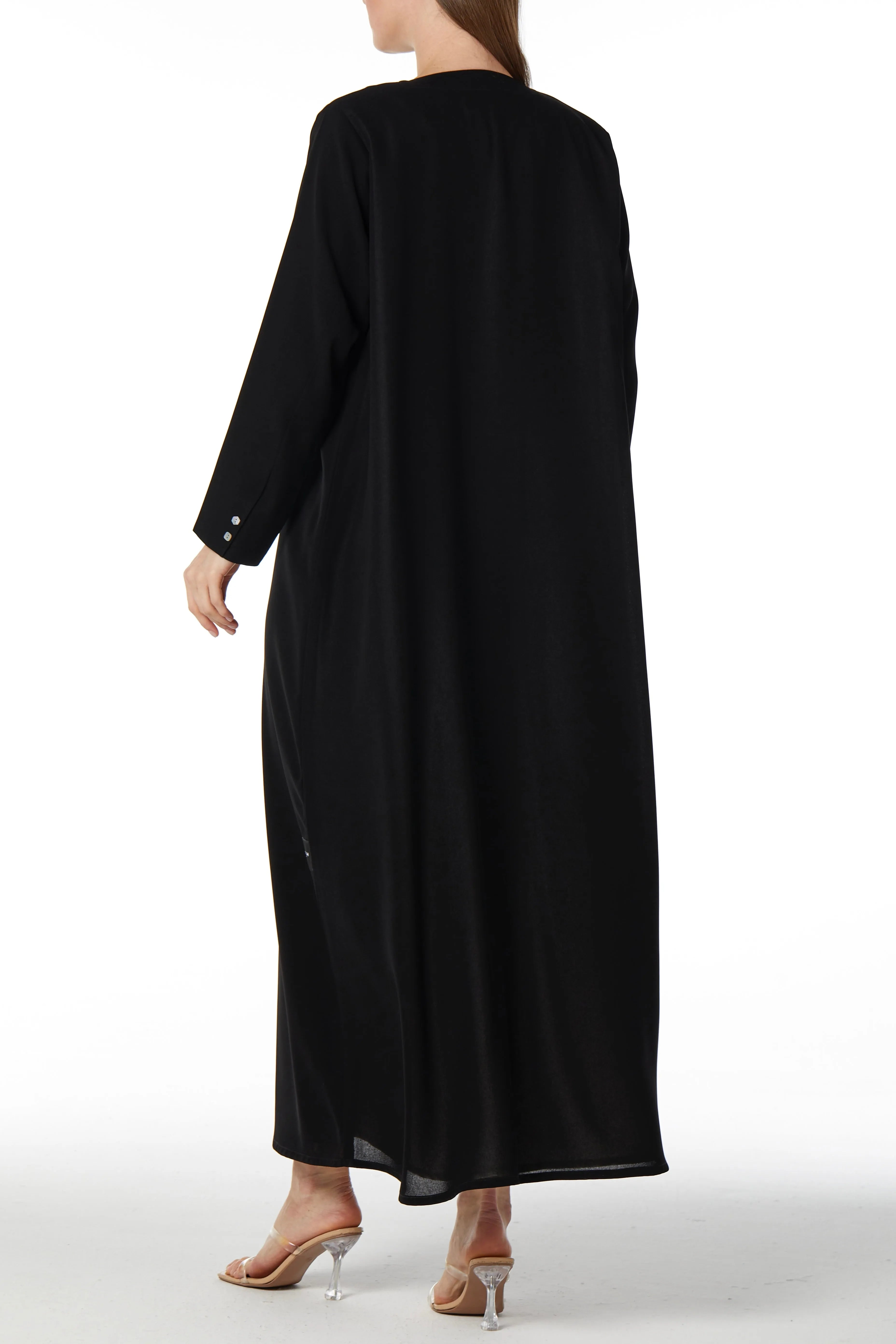 Shell buttons in Overlap Black Abaya - Posh Abaya