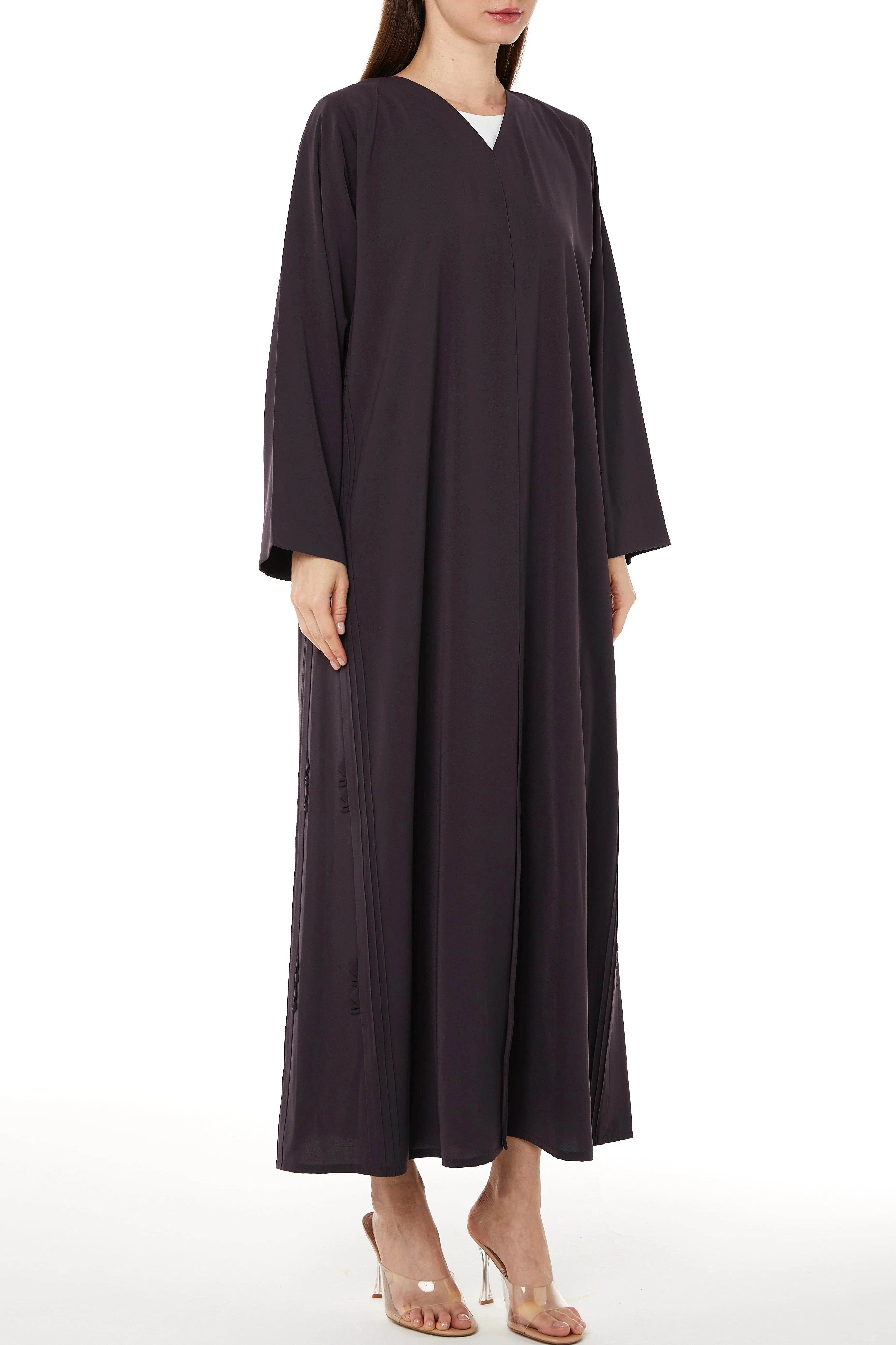 Accent Purple Tiana Crepe Abaya with Side Stitch - Posh Abaya