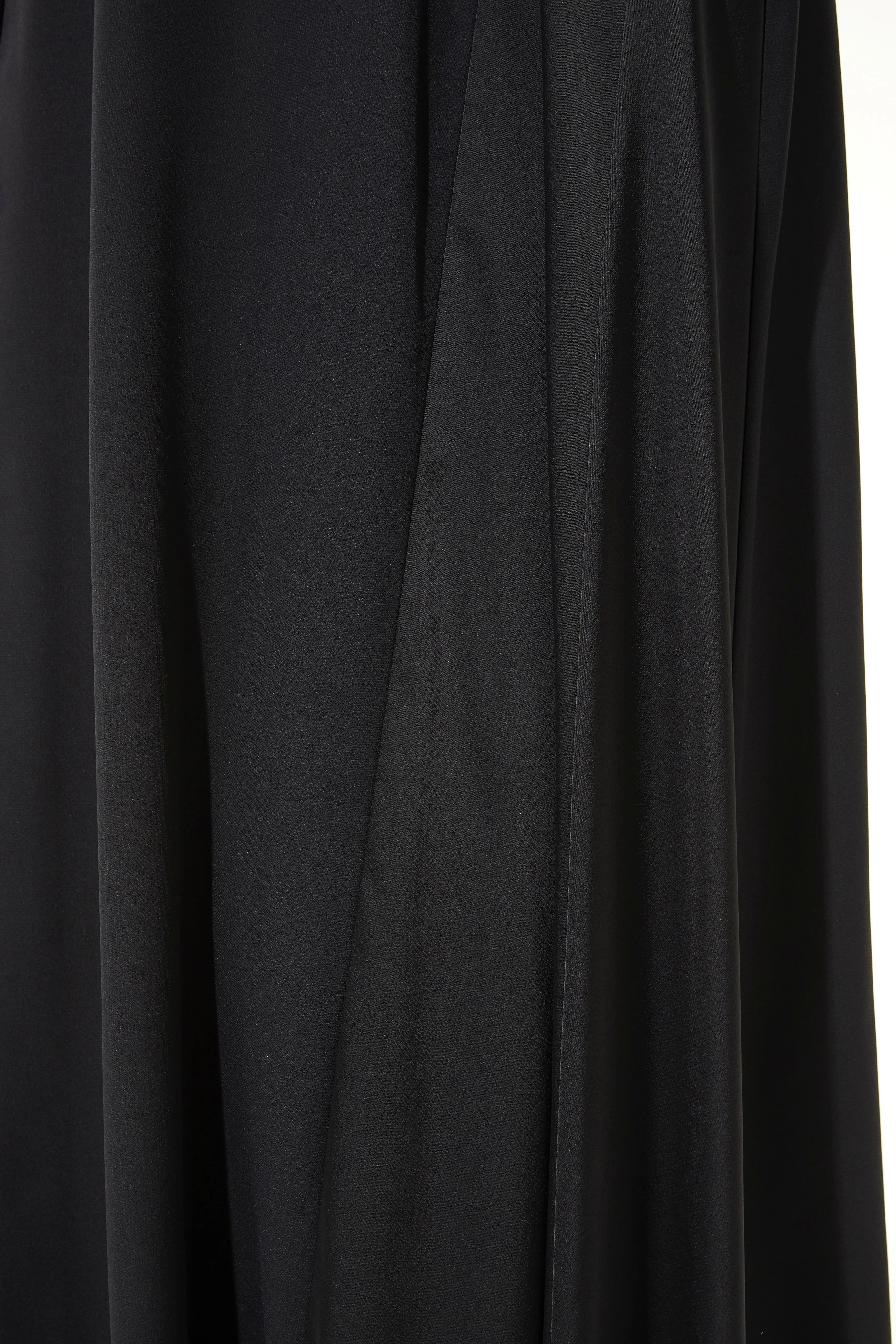Black Cool Crepe Abaya with Side Shiny Satin - Posh Abaya