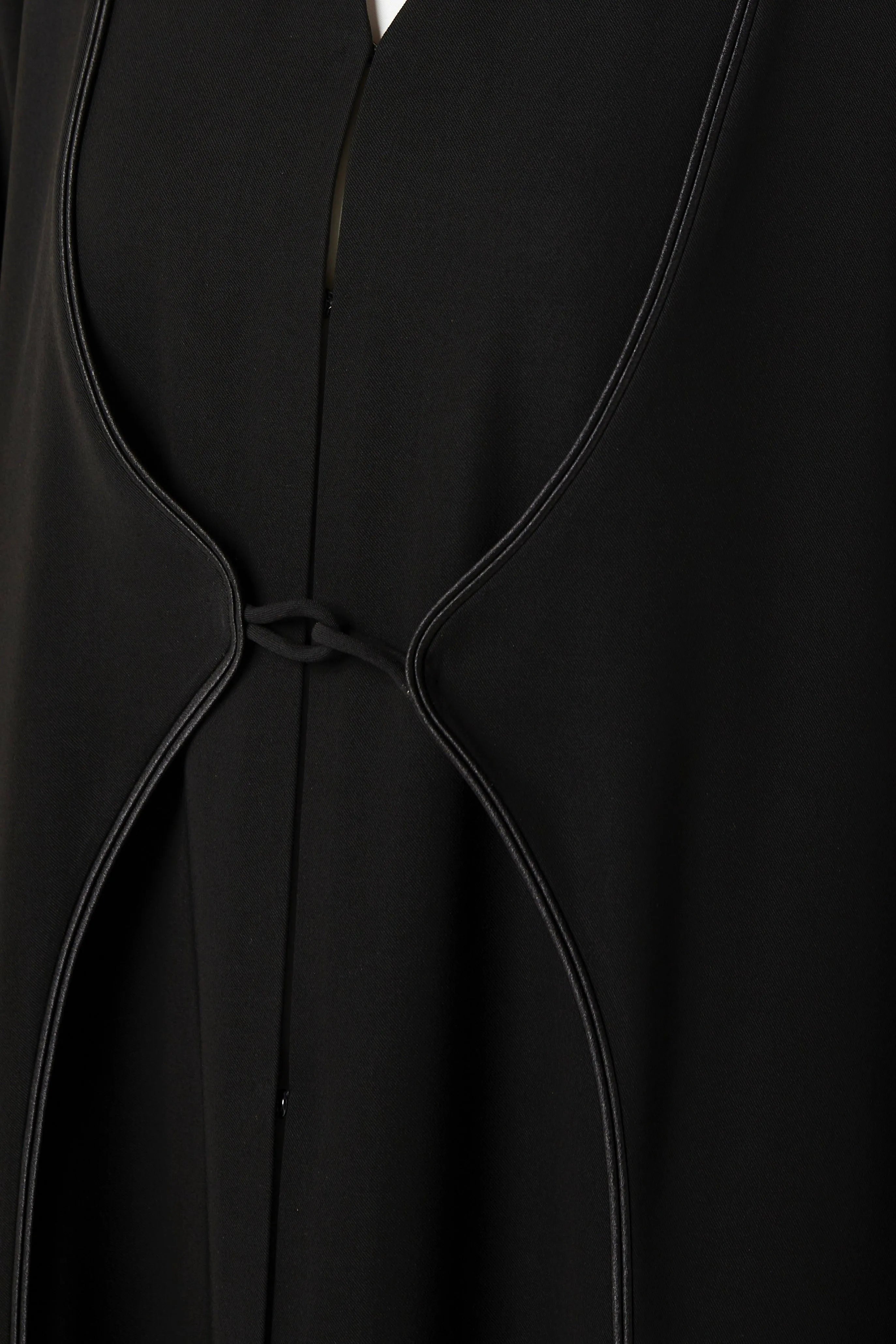 Black Nova Crepe Abaya with Front Loop Panel Details - Posh Abaya