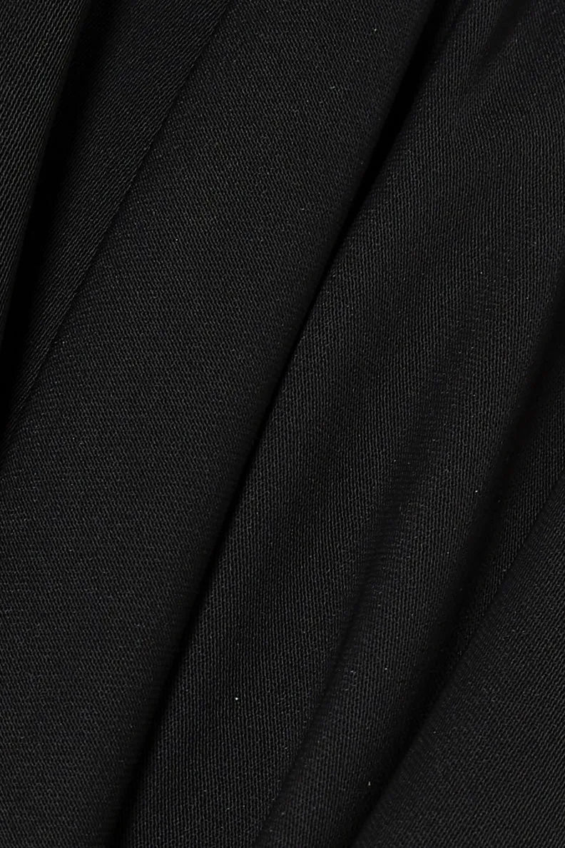 Black Aria Crepe Bisht Abaya with Front Floral Embroidery - Posh Abaya