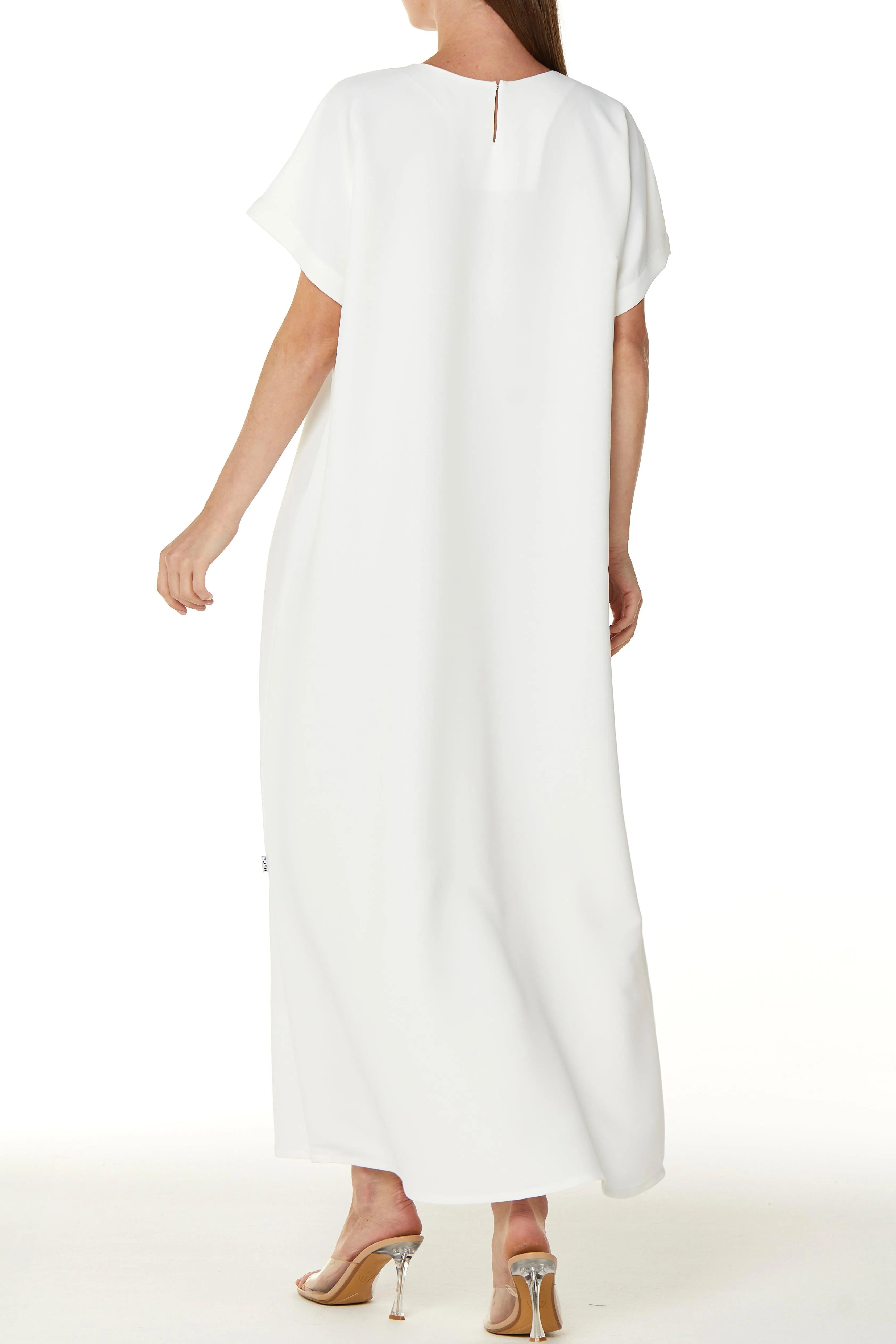 Rose Crepe Off White Abaya Underdress - Posh Abaya