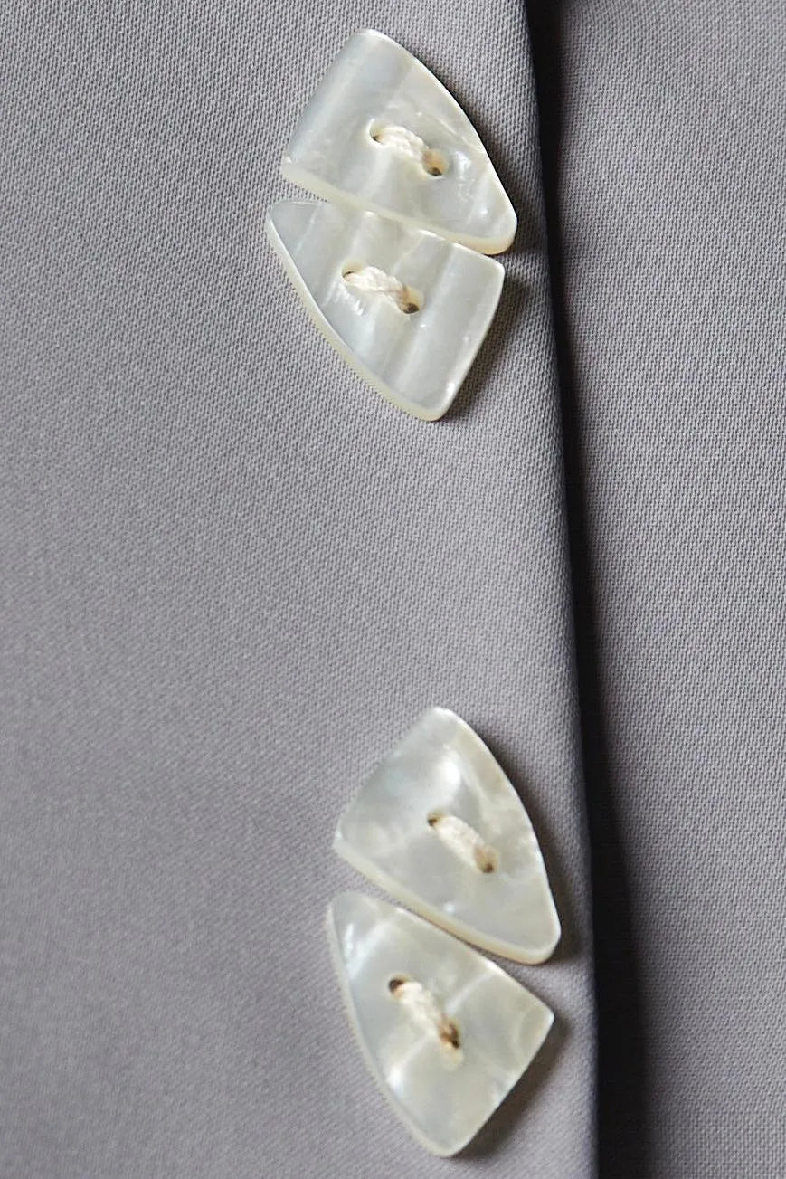 Grey Mario Crepe Abaya with Front Overlap and Buttons - Posh Abaya