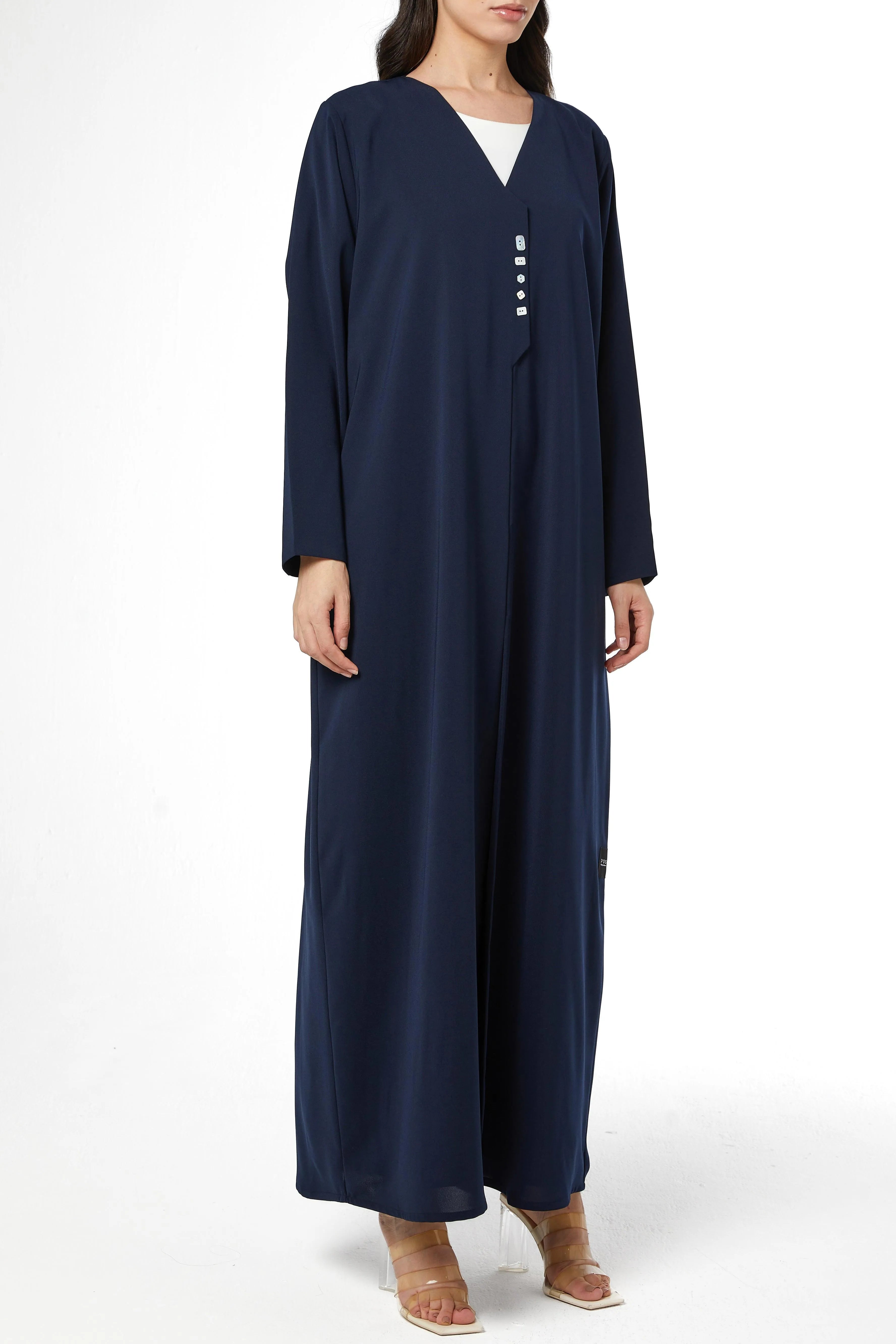 Blue Nova Crepe Abaya with Overlap - Posh Abaya