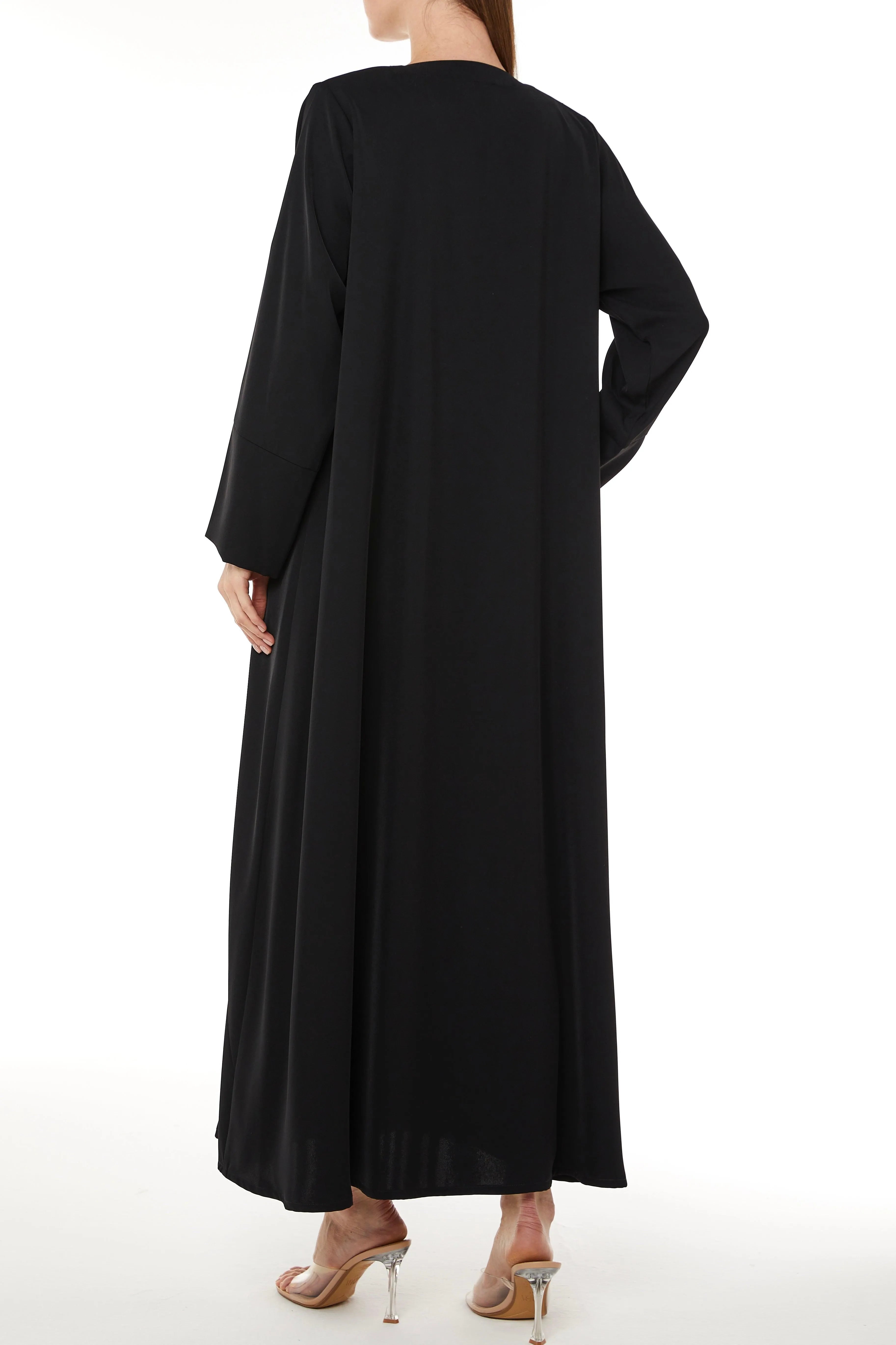 Light Crepe Minimal Black Abaya - Posh Abaya