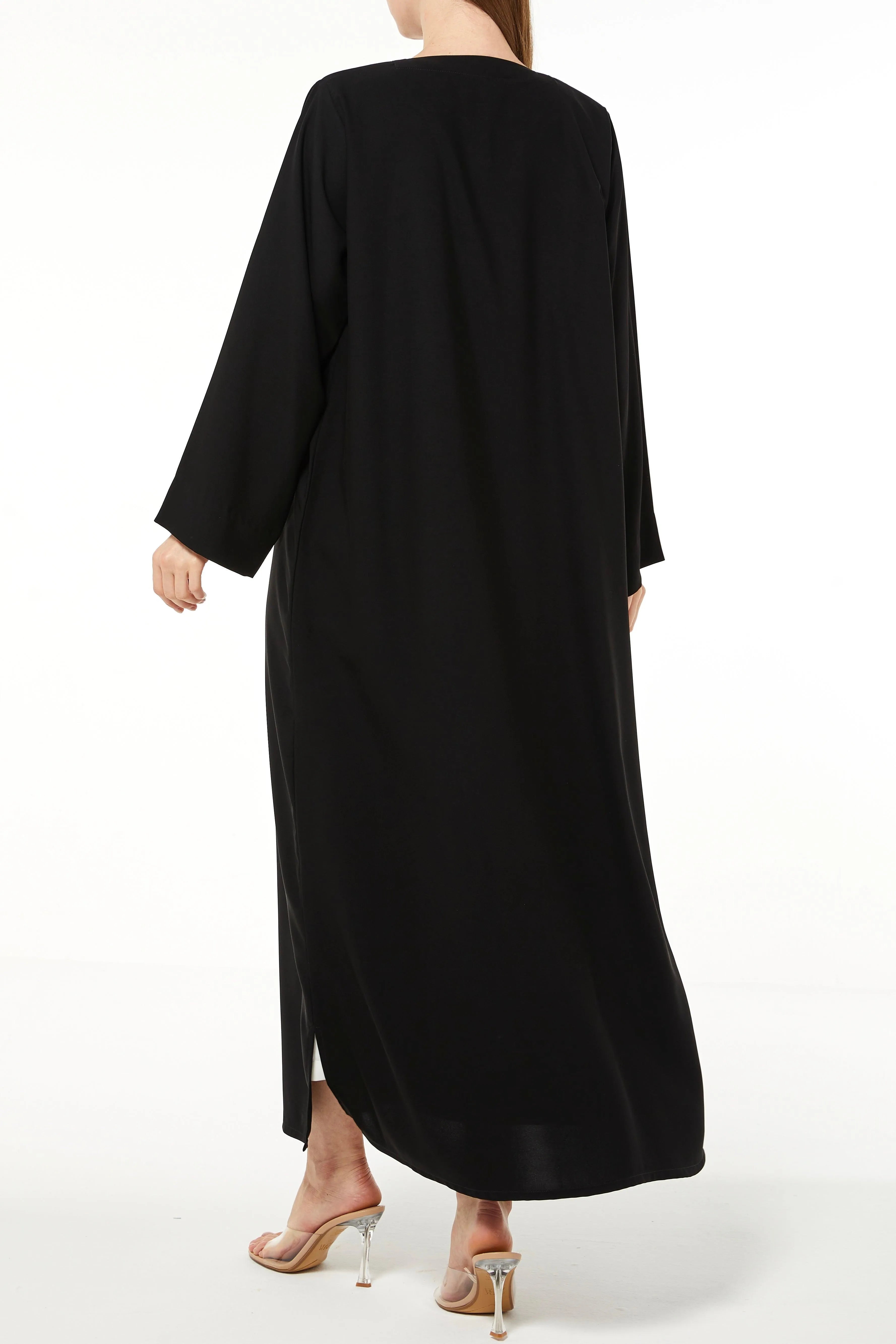 Plain Black Aria Crepe Abaya - Posh Abaya