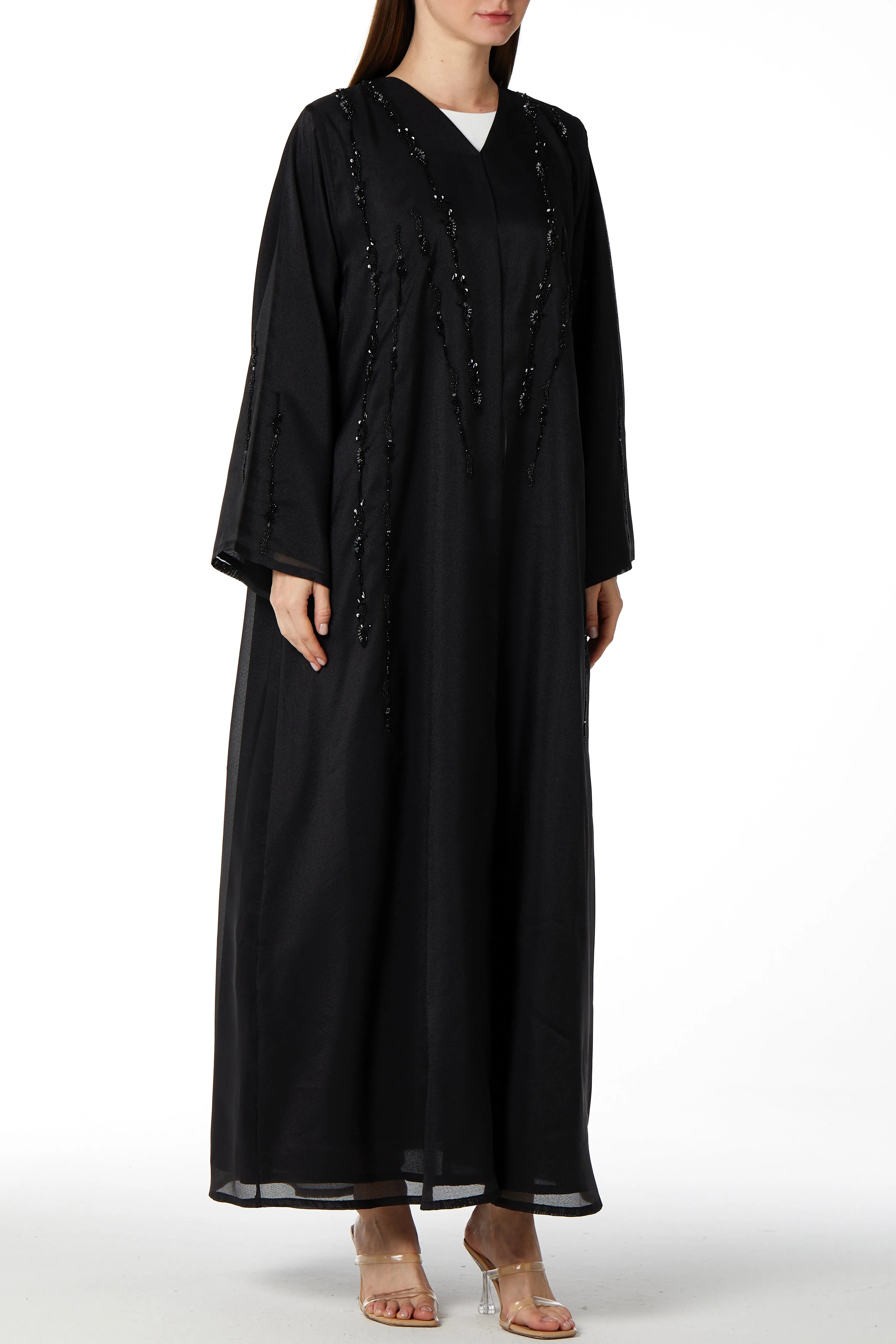 Bloom Beaded Black Abaya - Posh Abaya