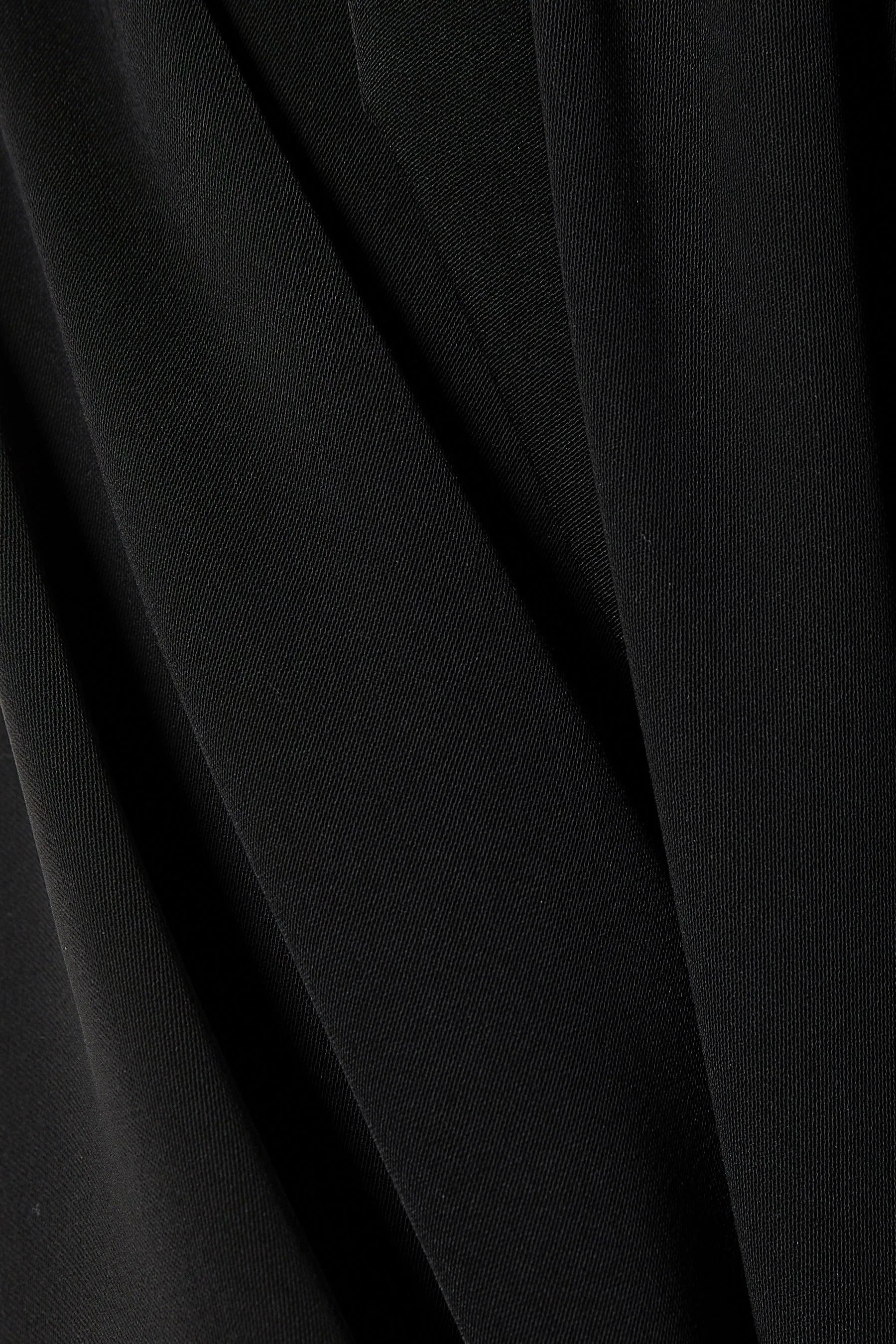 Black Aria Crepe Abaya with Asymmetric Threadwork - Posh Abaya