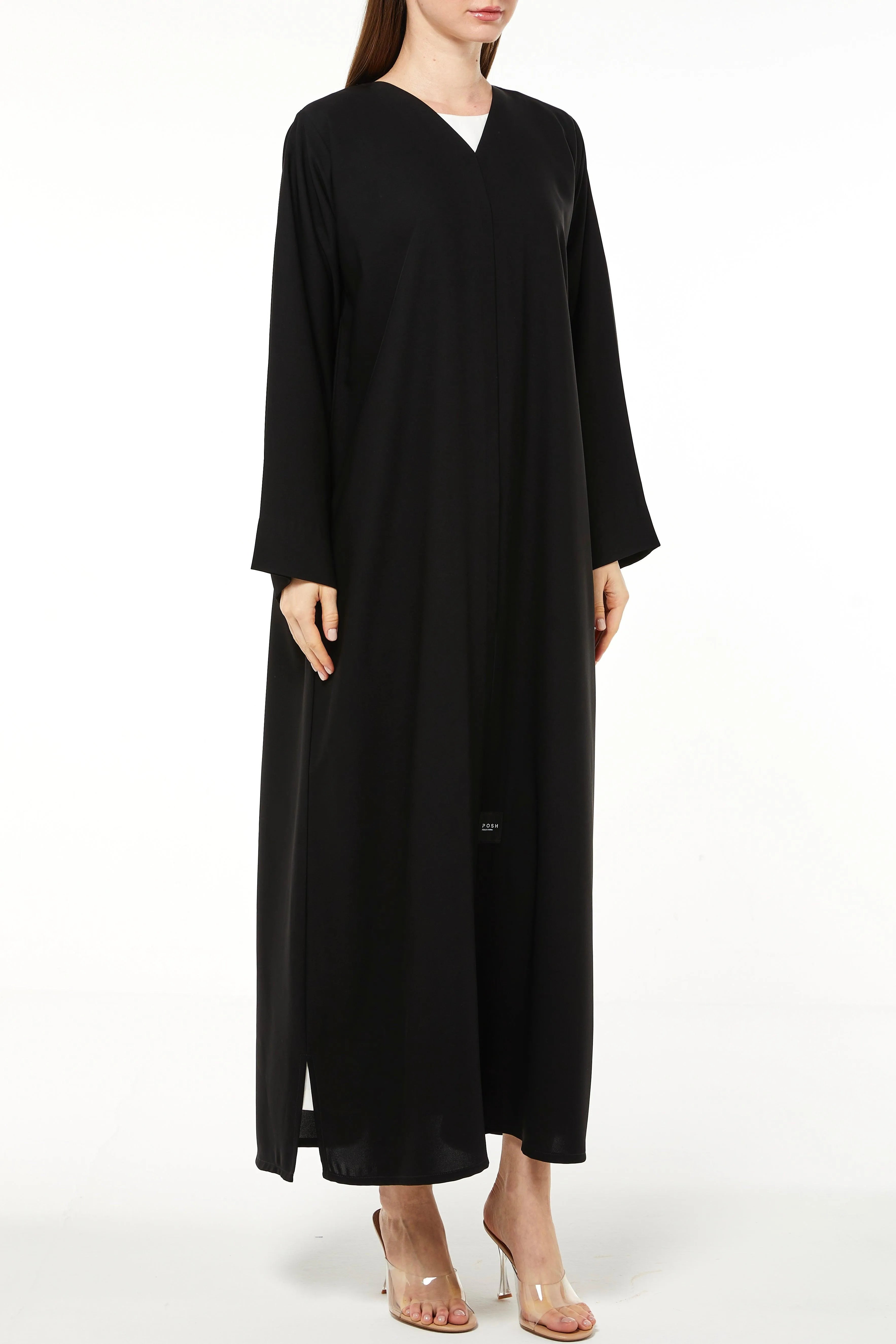 Plain Black Aria Crepe Abaya - Posh Abaya