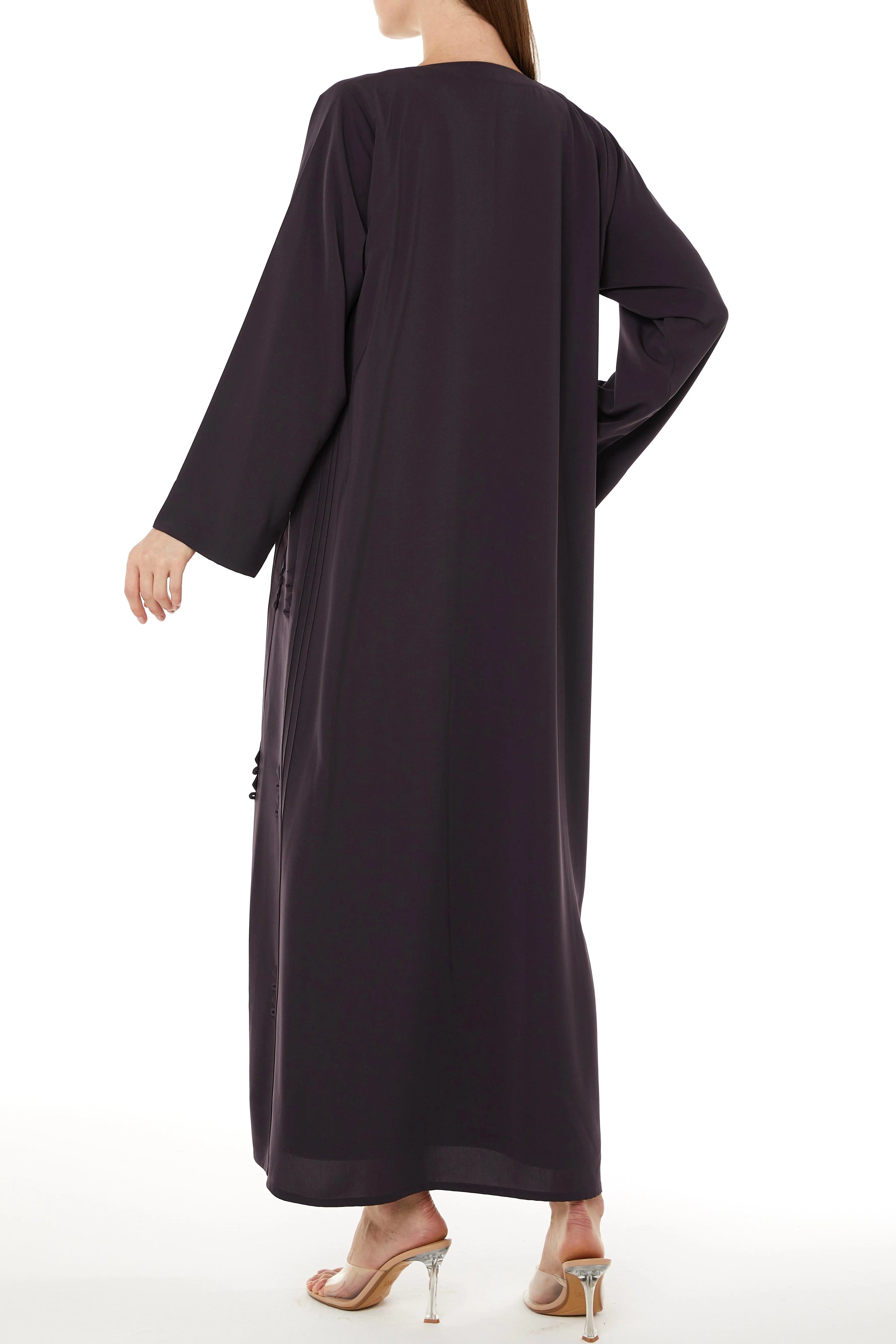 Accent Purple Tiana Crepe Abaya with Side Stitch - Posh Abaya