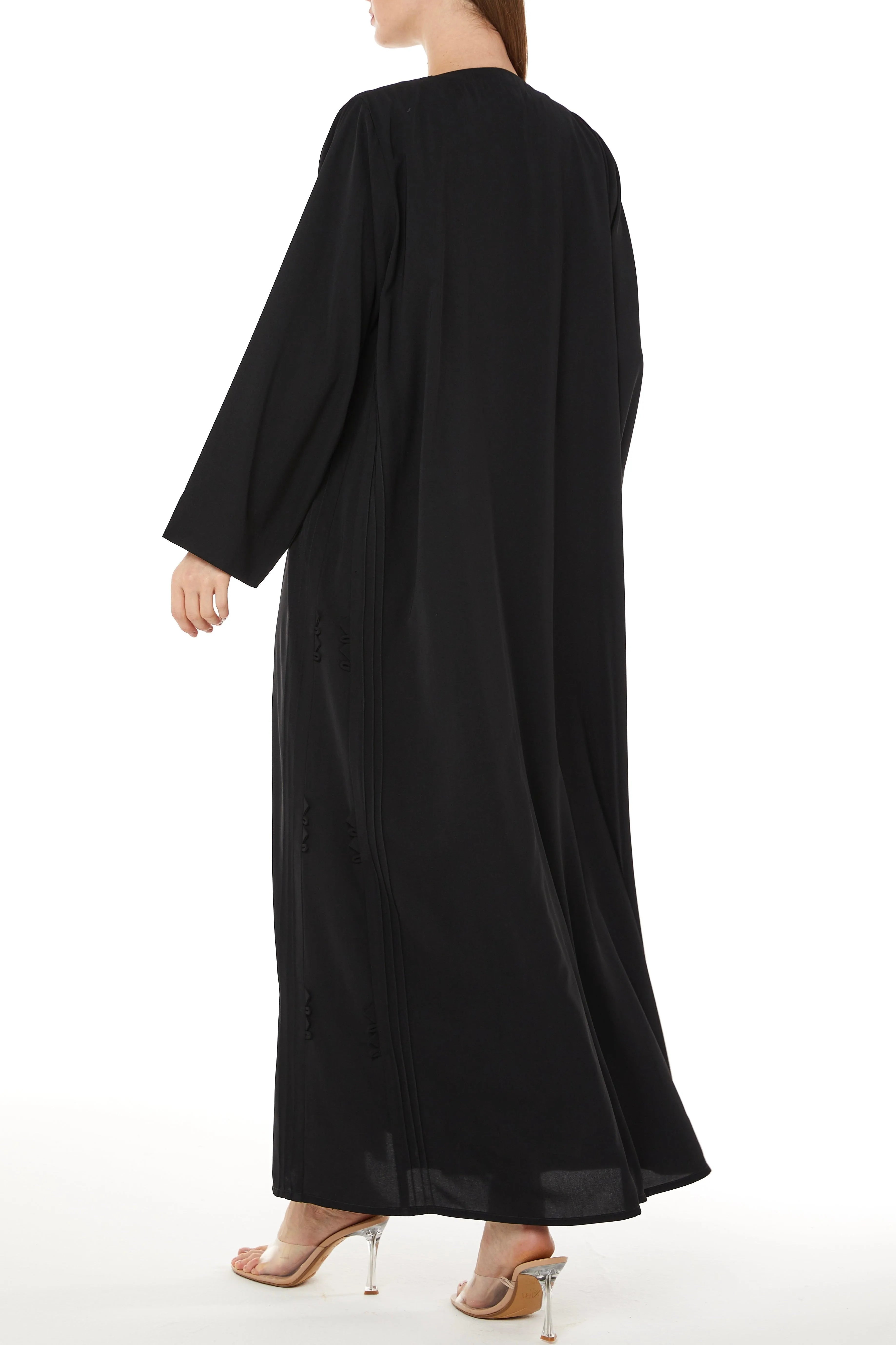Accent Black Tiana Crepe Abaya with Side Stitch - Posh Abaya