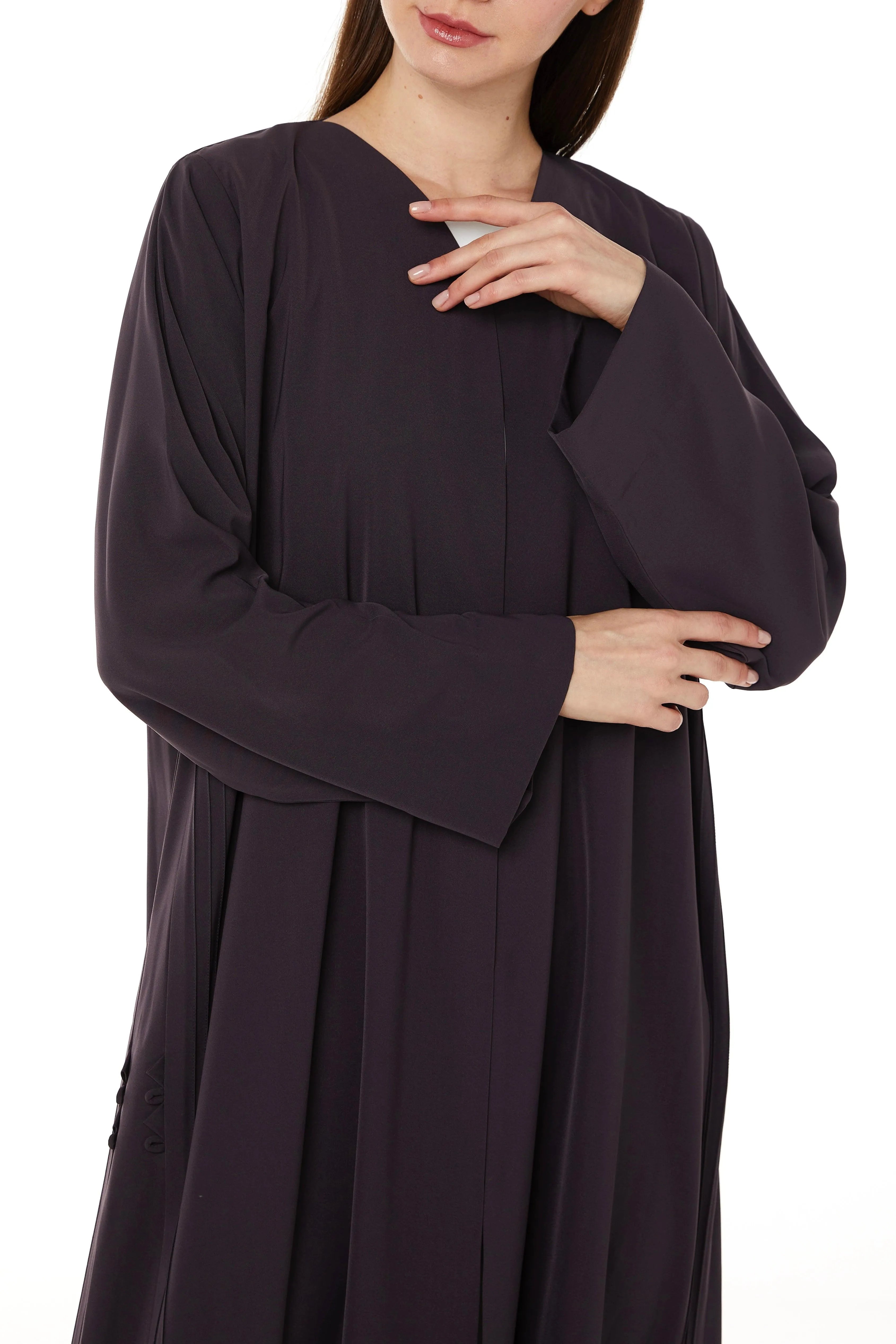 Accent Purple Tiana Crepe Abaya with Side Stitch - Posh Abaya