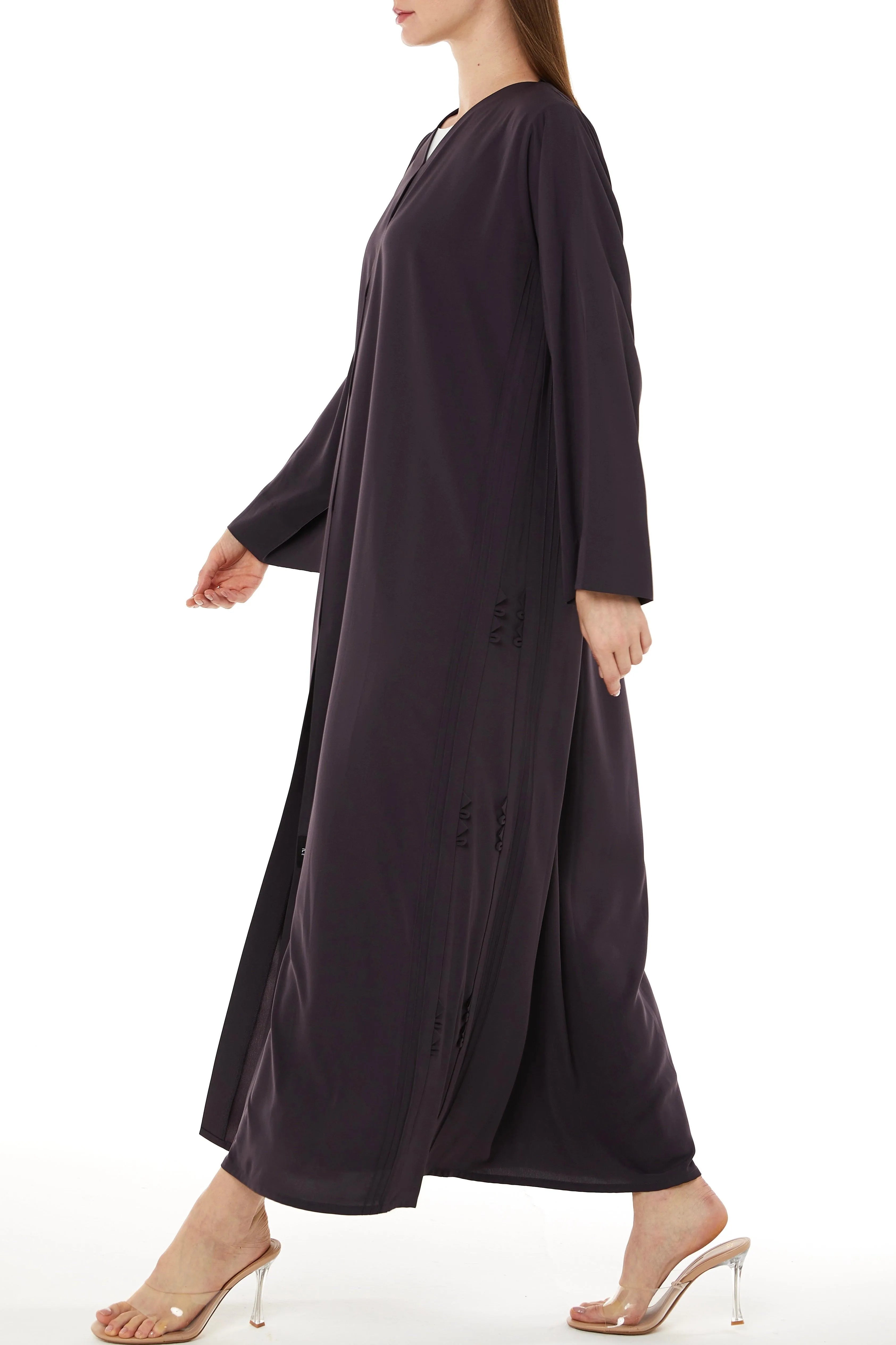 Accent Purple Tiana Crepe Abaya with Side Stitch - Posh Abaya