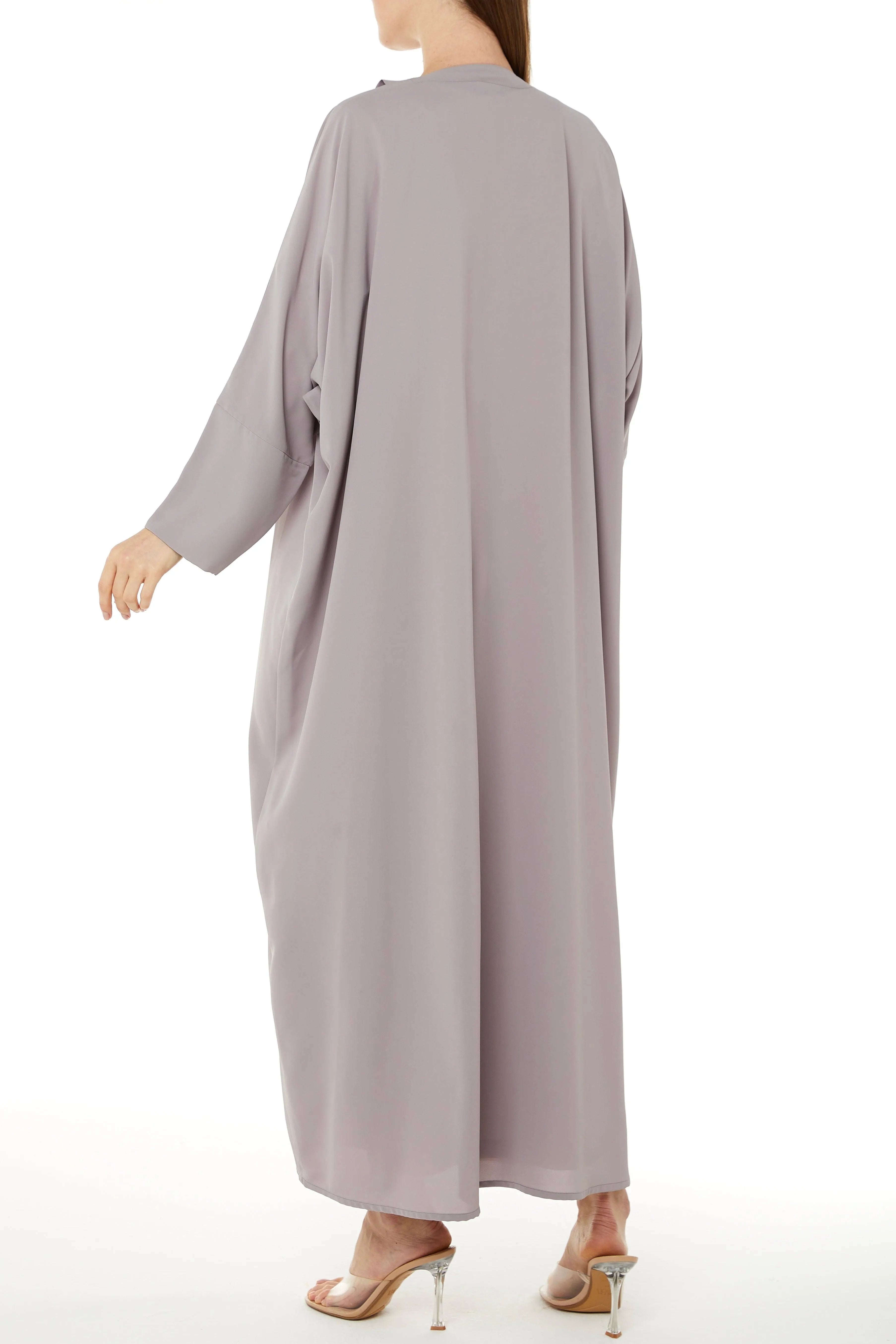 Beige Coco Crepe Bahraini Abaya with Front Pleat - Posh Abaya