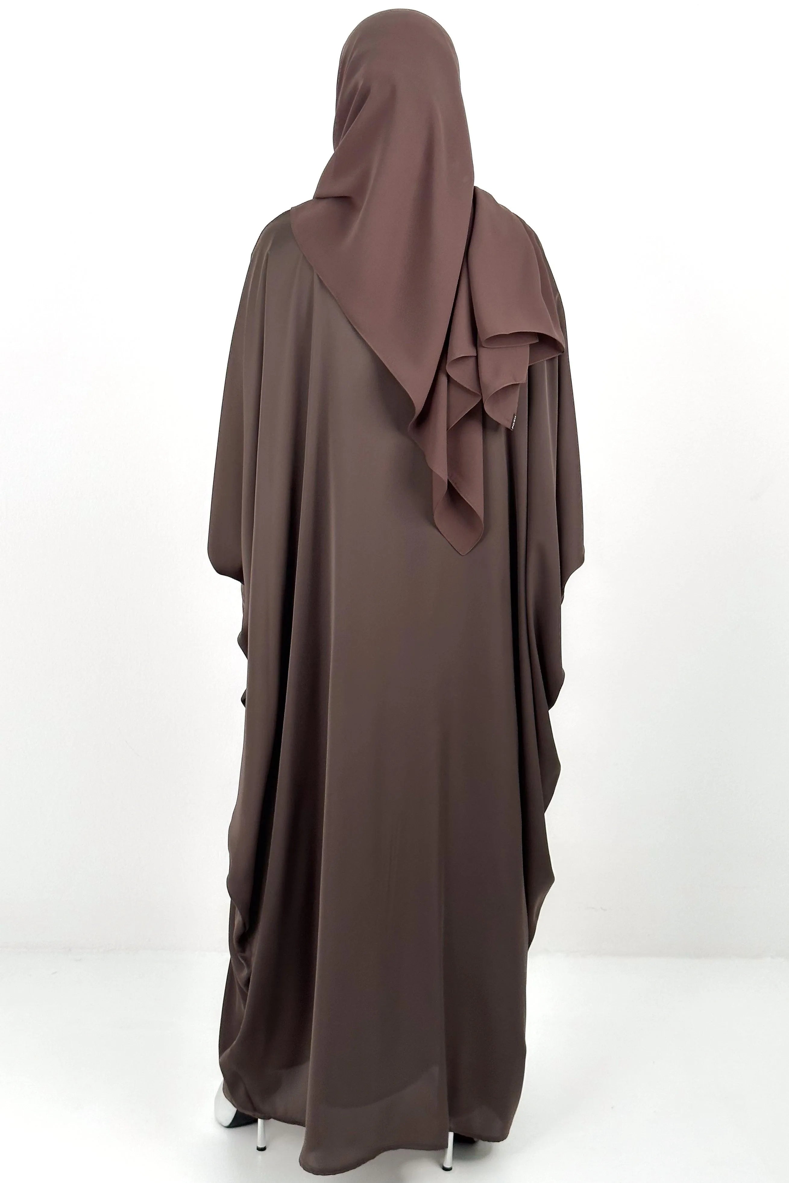 Brown Ivy Satin Abaya with Front Pico - Posh Abaya