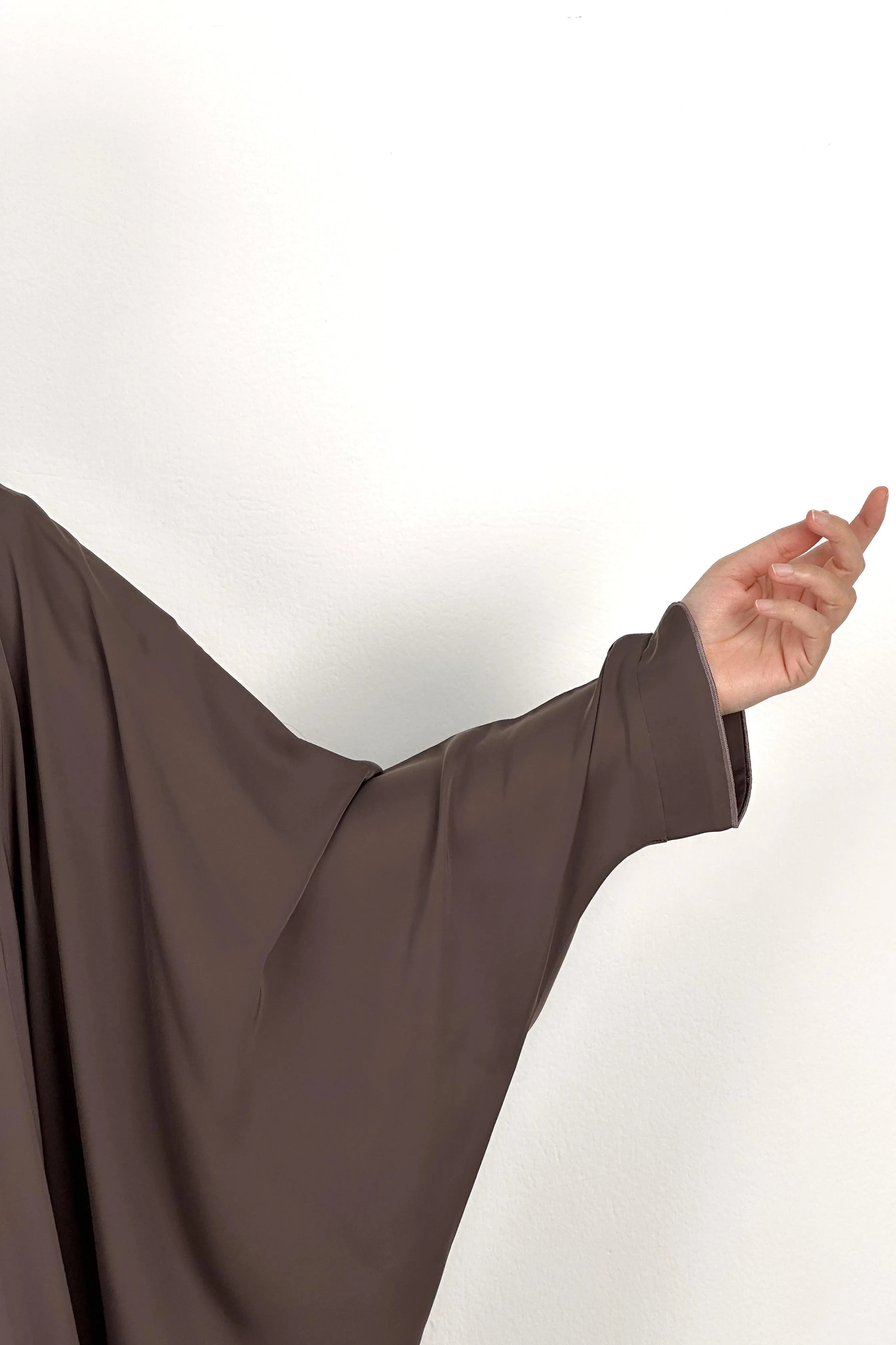 Brown Ivy Satin Abaya with Front Pico - Posh Abaya