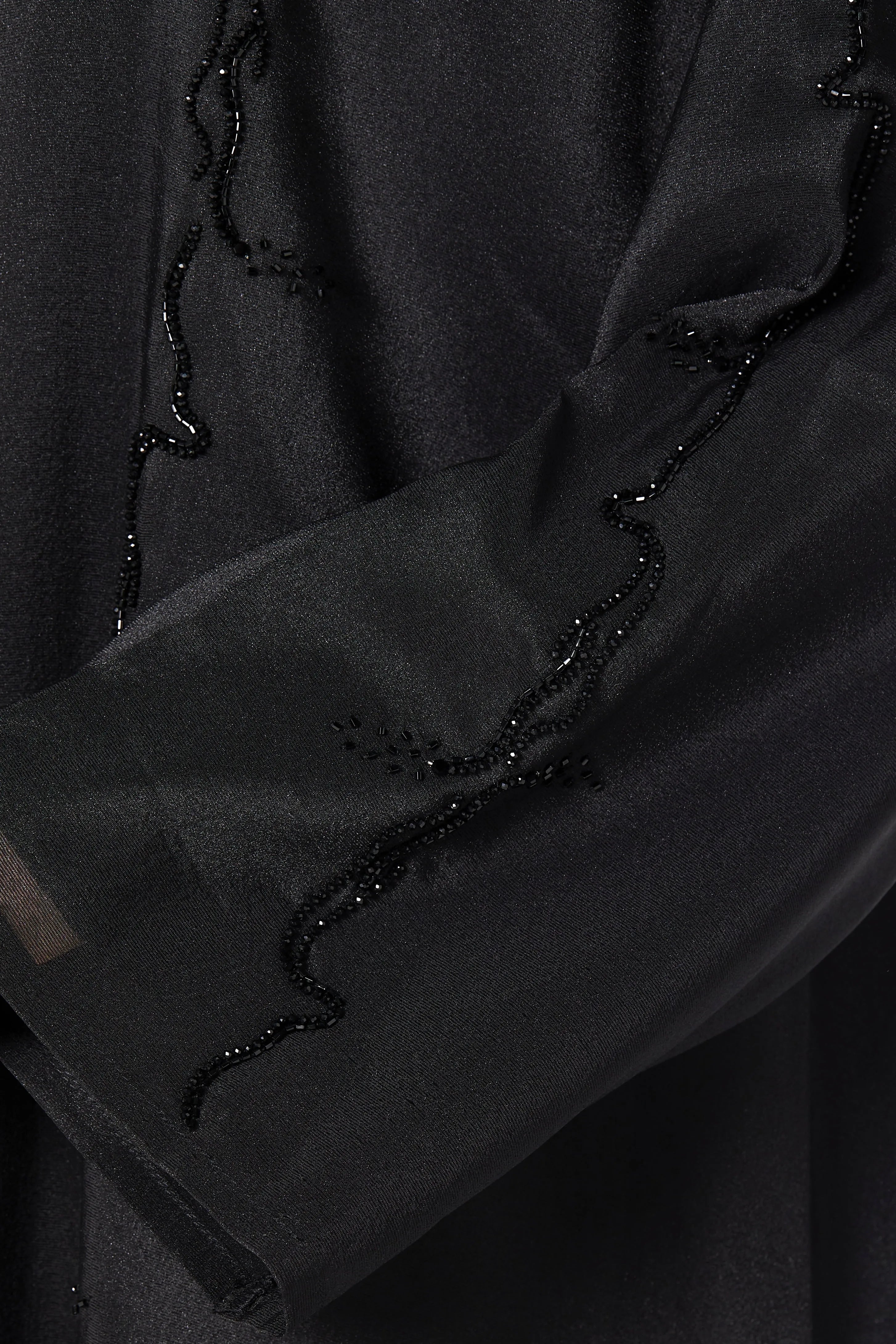 Beaded Elegance Flare Black Abaya - Posh Abaya