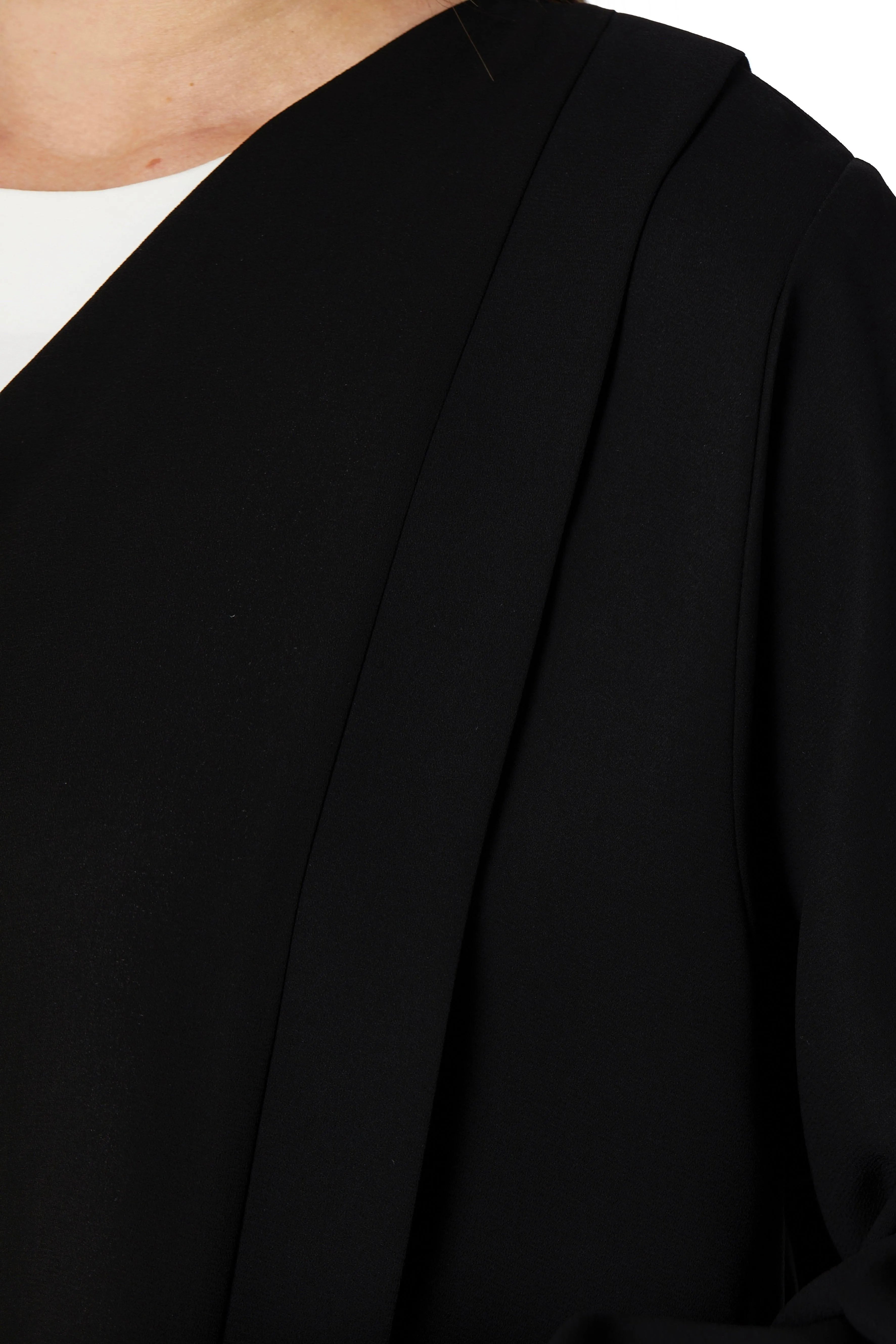 Black Claire Crepe Abaya with Straight Pleats - Posh Abaya