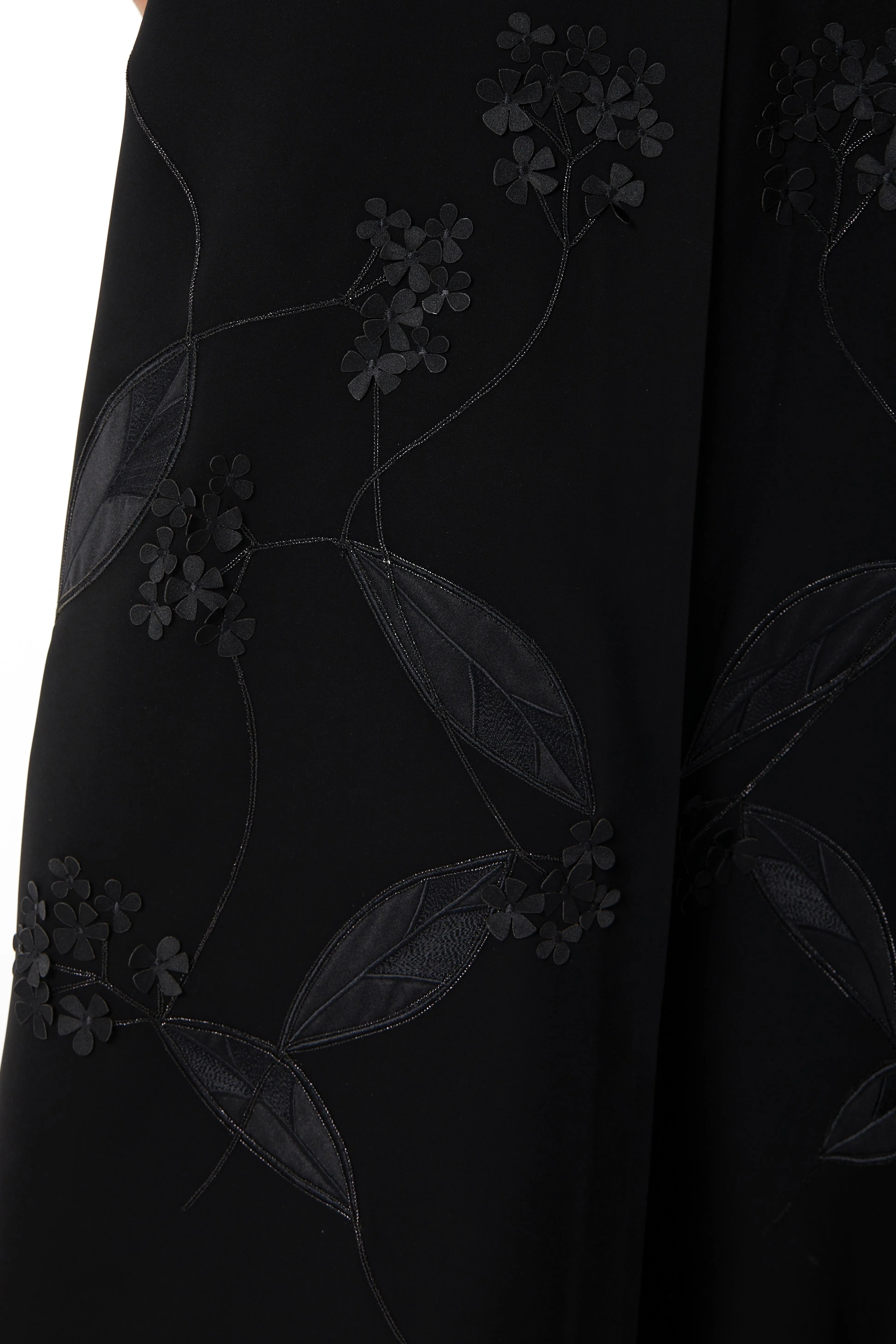 3D Blossom Crepe Black Abaya - Posh Abaya