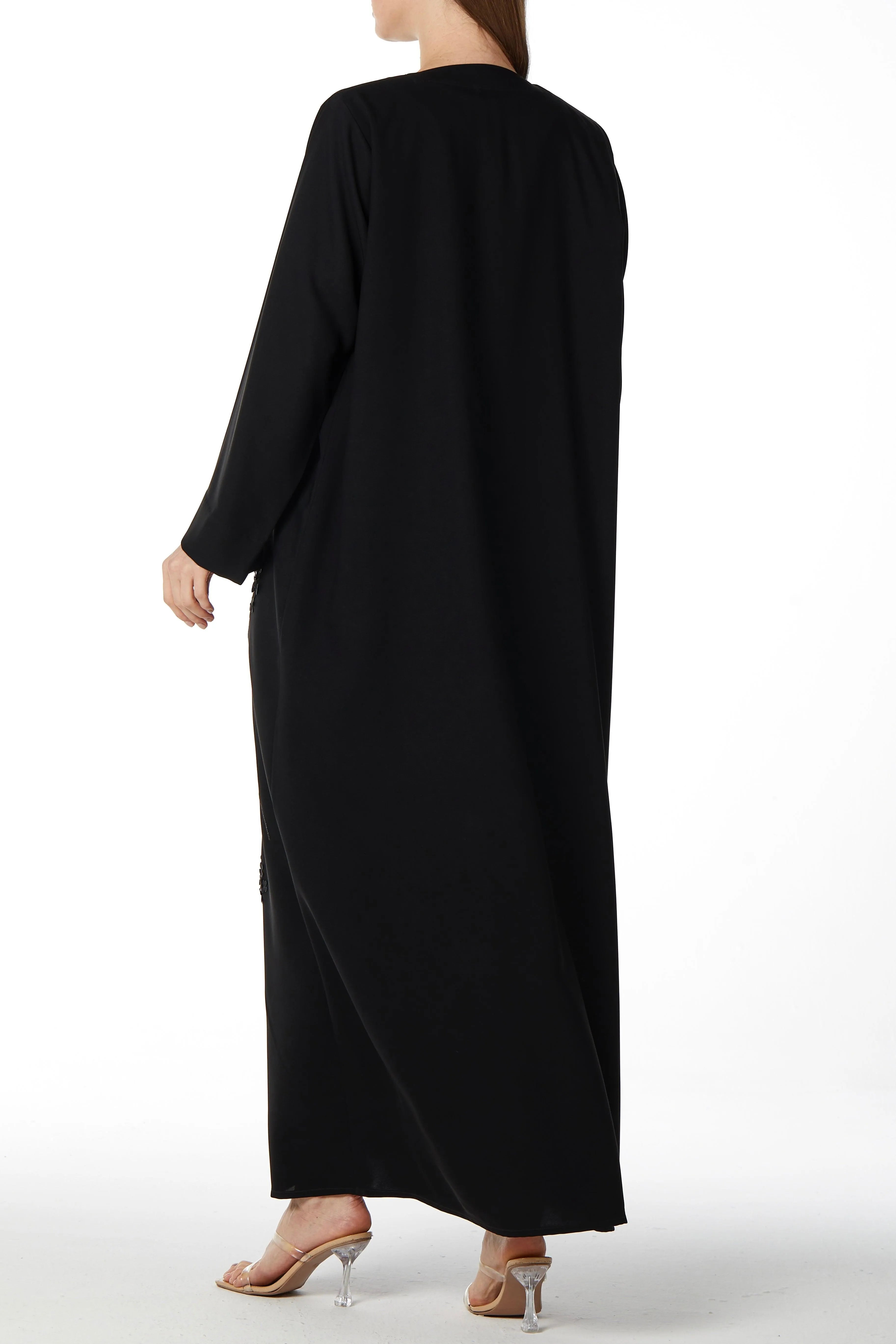 3D Blossom Crepe Black Abaya - Posh Abaya