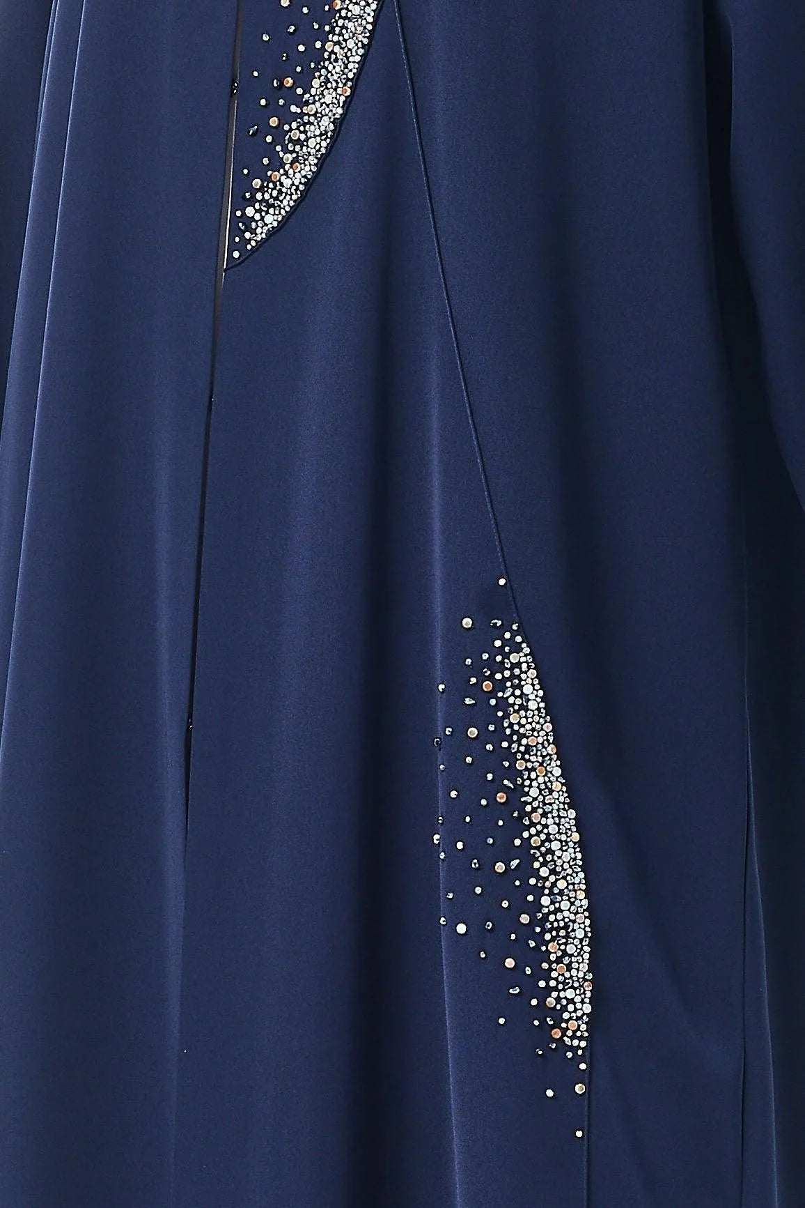Blue Farah Crepe Abaya with Crystal Bead Embellishments - Posh Abaya