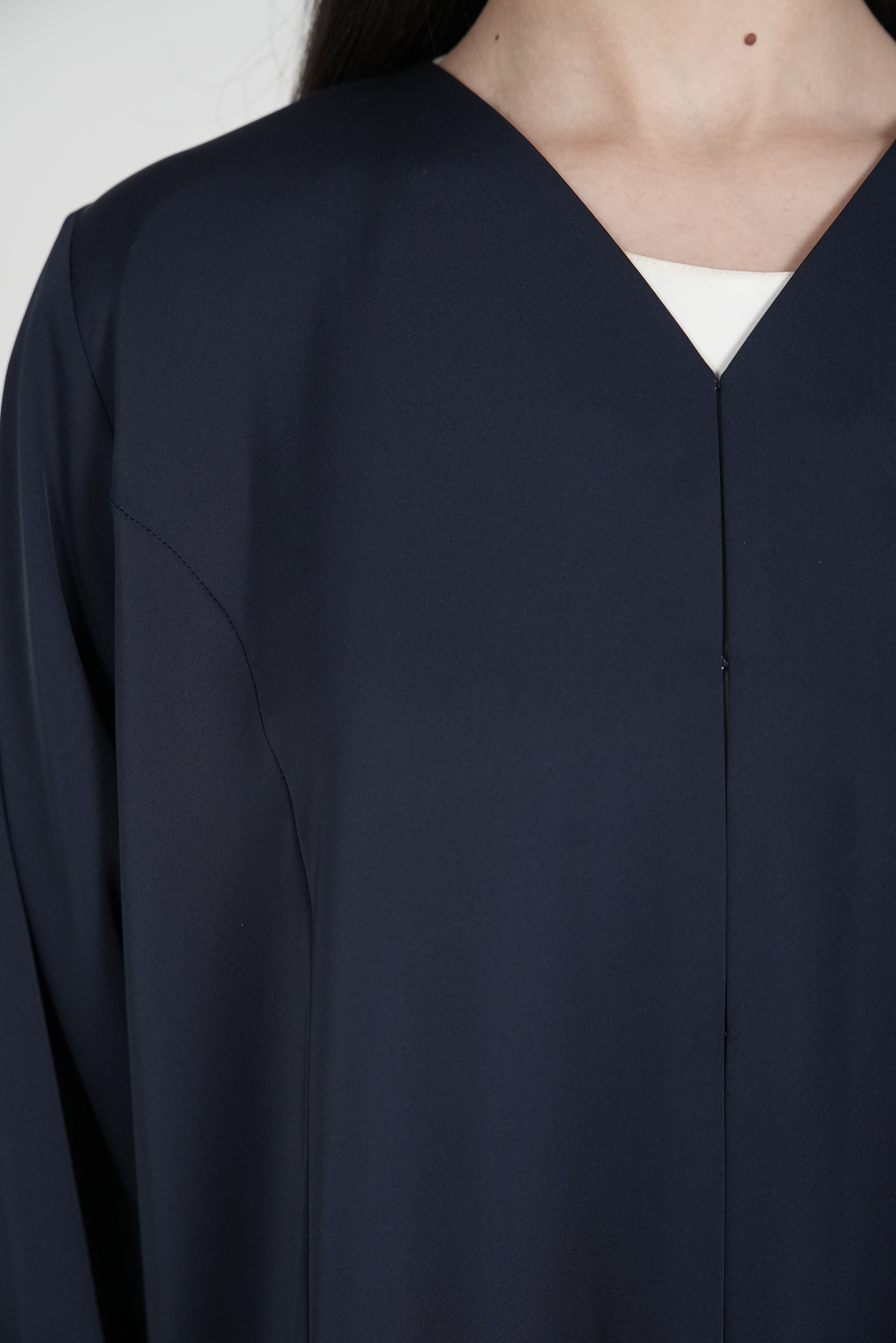 Blue Mario Crepe Abaya with Double Layer Sleeves and Contemporary Beadwork - Posh Abaya
