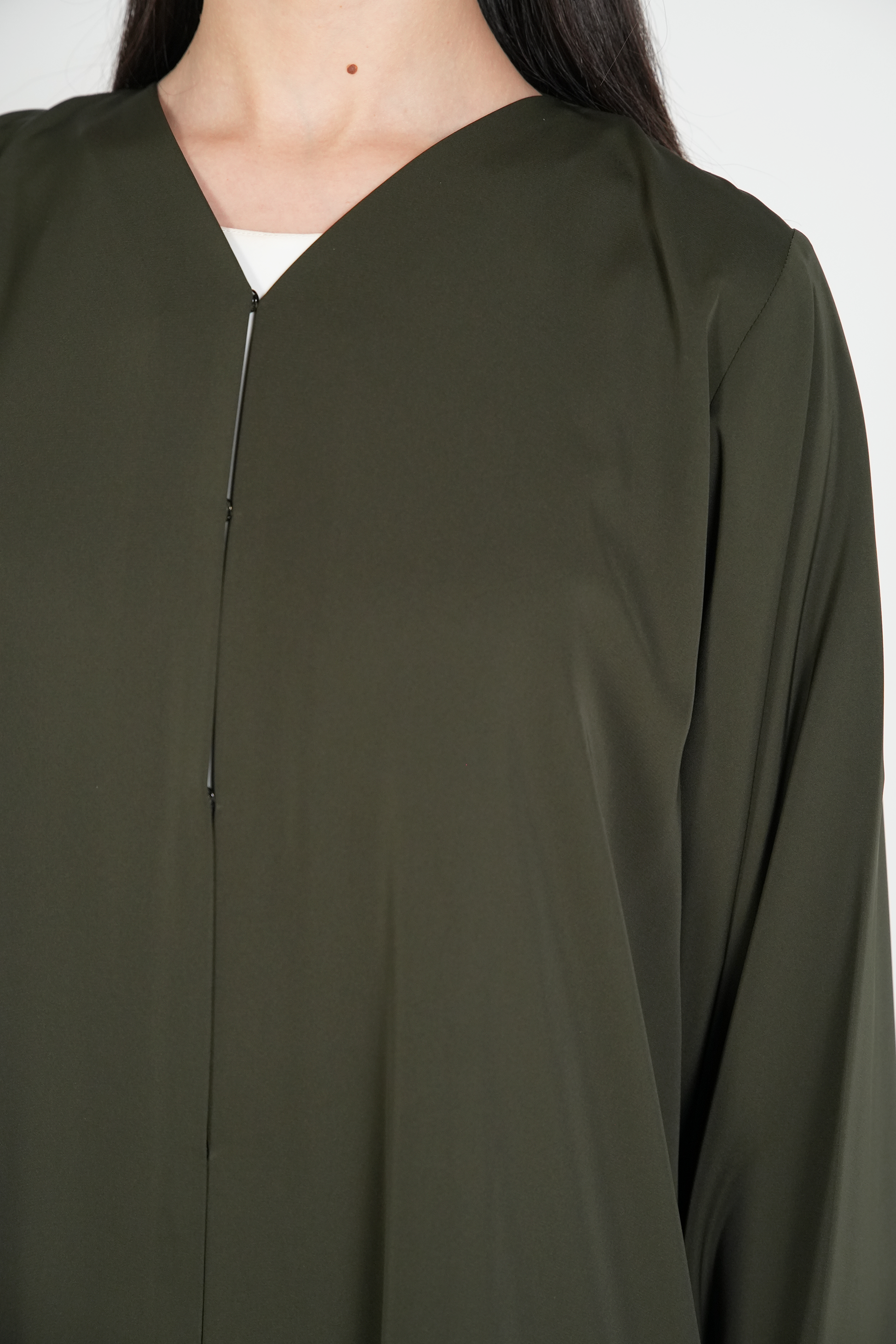Green Mario Crepe Abaya with Dreadlock Design on Sleeves - Posh Abaya