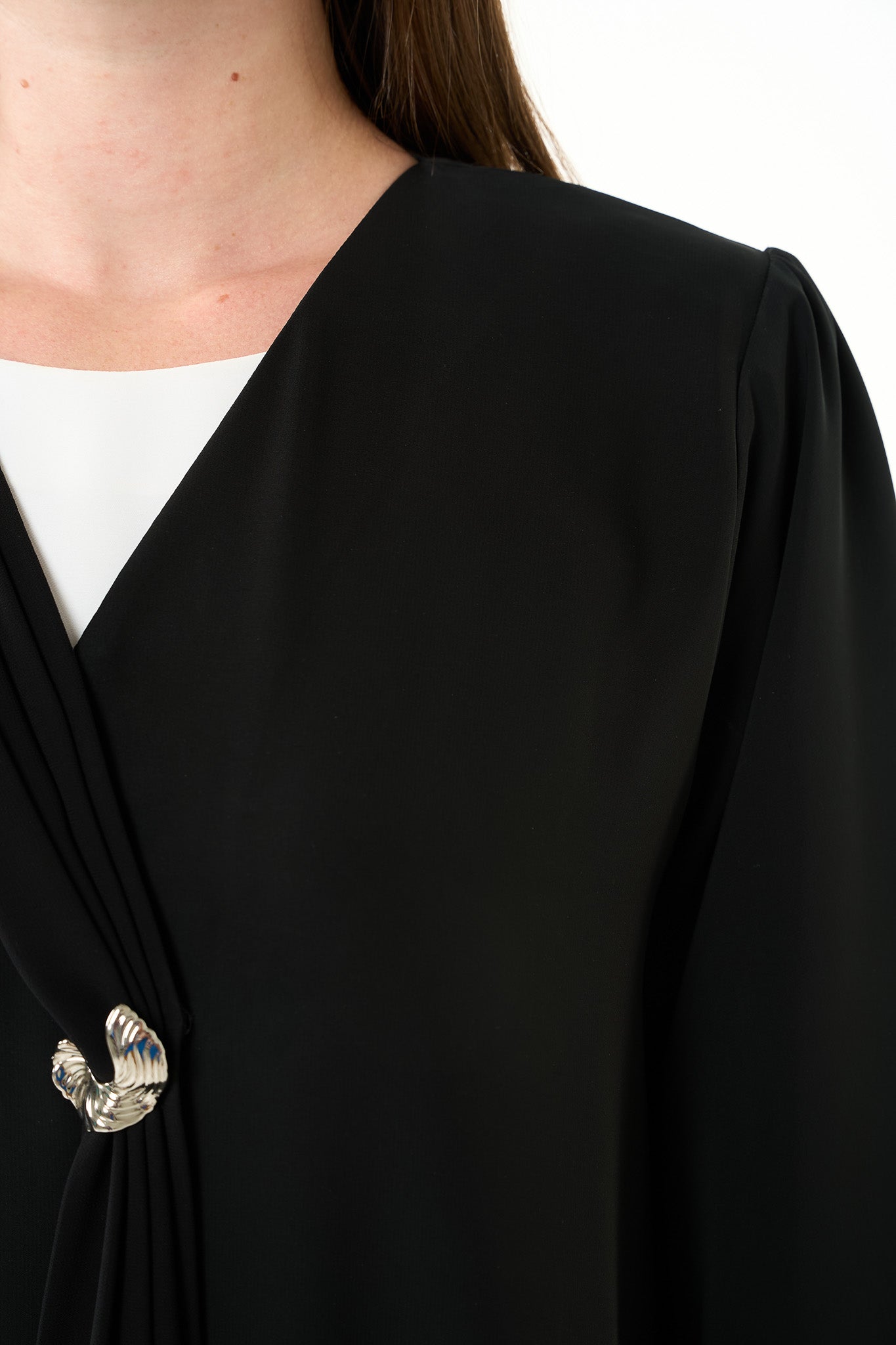 Black Elite Nada Abaya with Soft Front Shape and Minimal Detailing - Posh Abaya