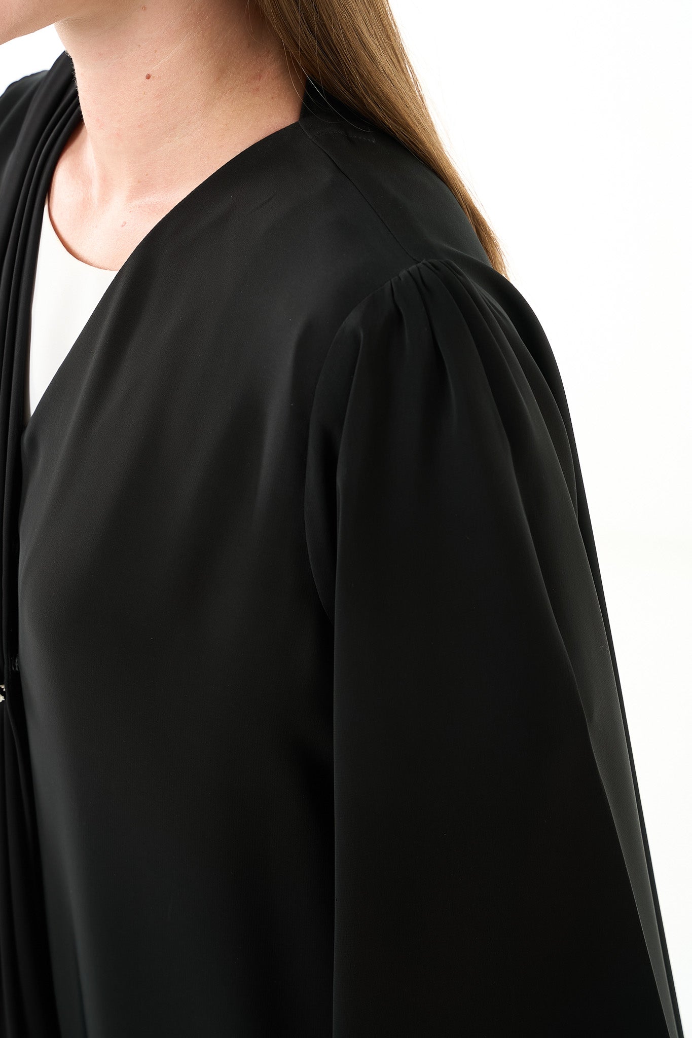 Black Elite Nada Abaya with Soft Front Shape and Minimal Detailing - Posh Abaya